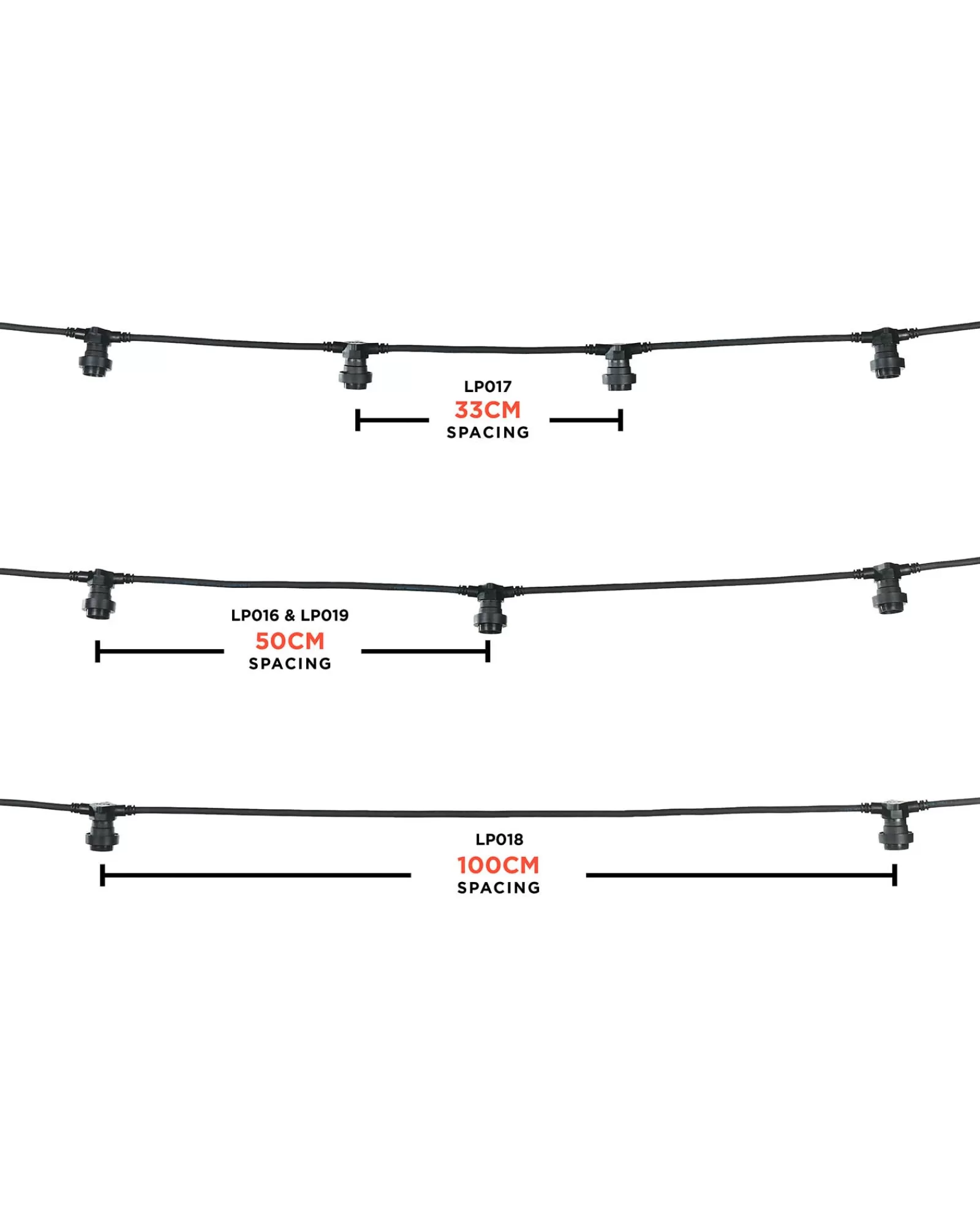 WeRChristmas Link Festoon | Festoon Lights^LINK FESTOON E27 Belt, Connectable, 10 Sockets, 50 Cm Spacing