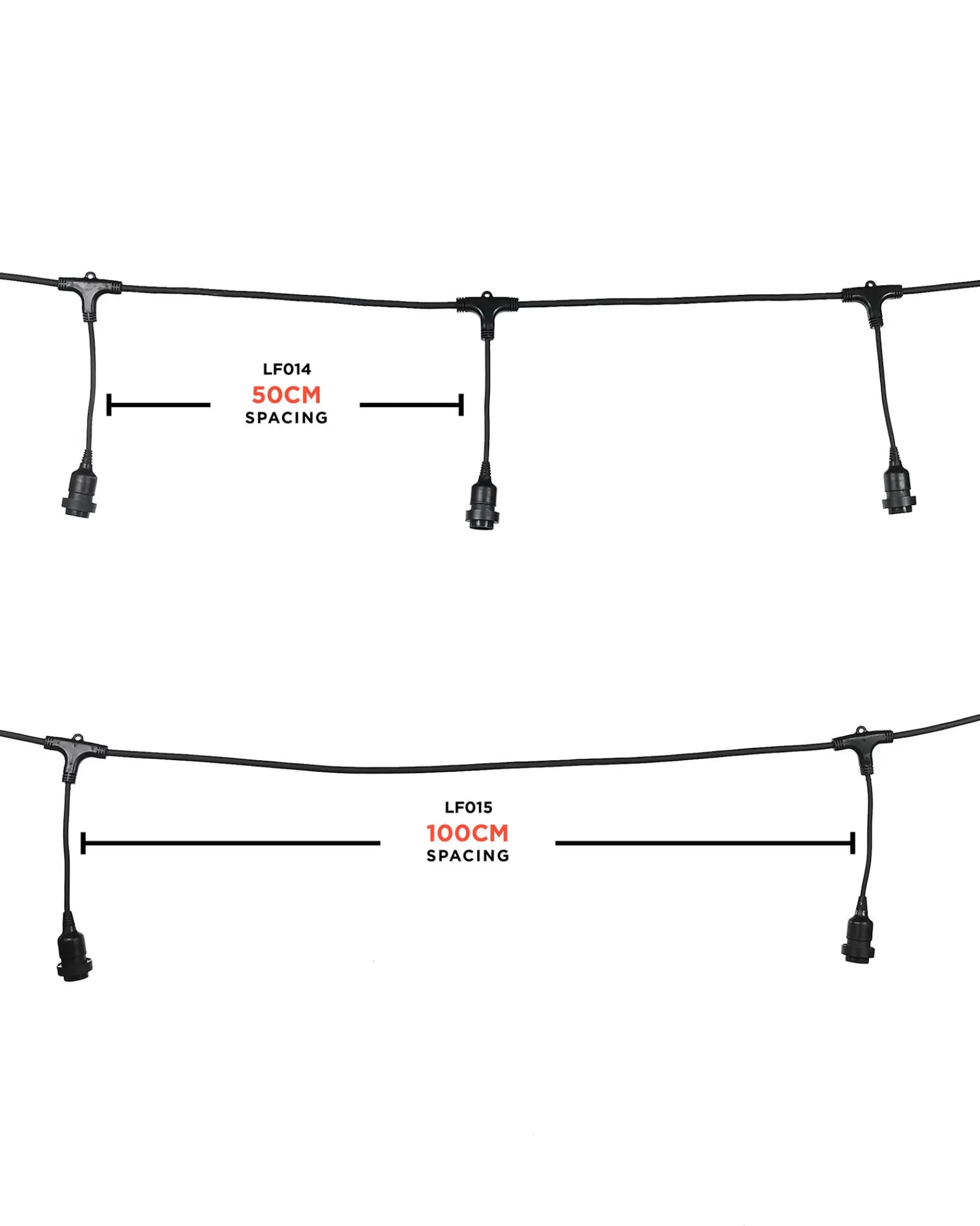 WeRChristmas Link Festoon | Festoon Lights^LINK FESTOON E27 Long Drop Belt, Connectable, 10 Sockets, 50 Cm Spacing