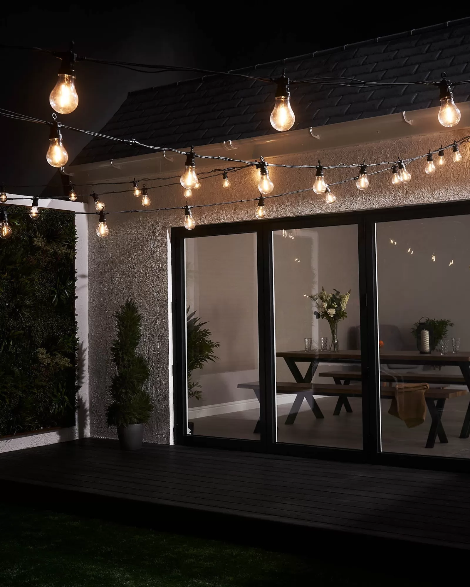 WeRChristmas Link Pro | Festoon Lights^LINK PRO LED Festoon Lights, A60 Filament Bulb, Black Cable, Warm White