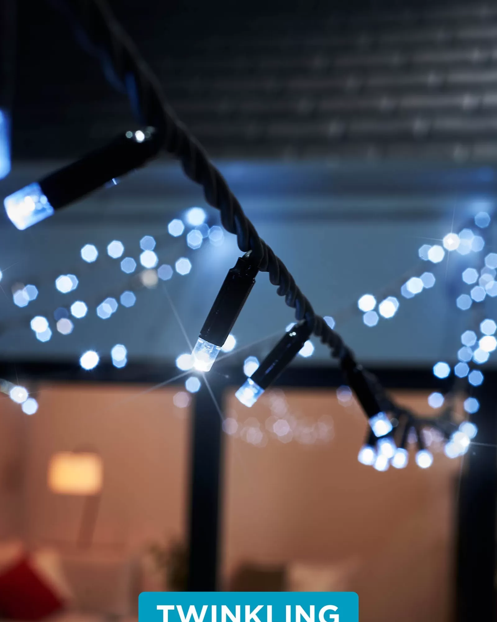 WeRChristmas Link Pro | Fairy Lights^LINK PRO Twinkle LED String Lights, Black Cable, White