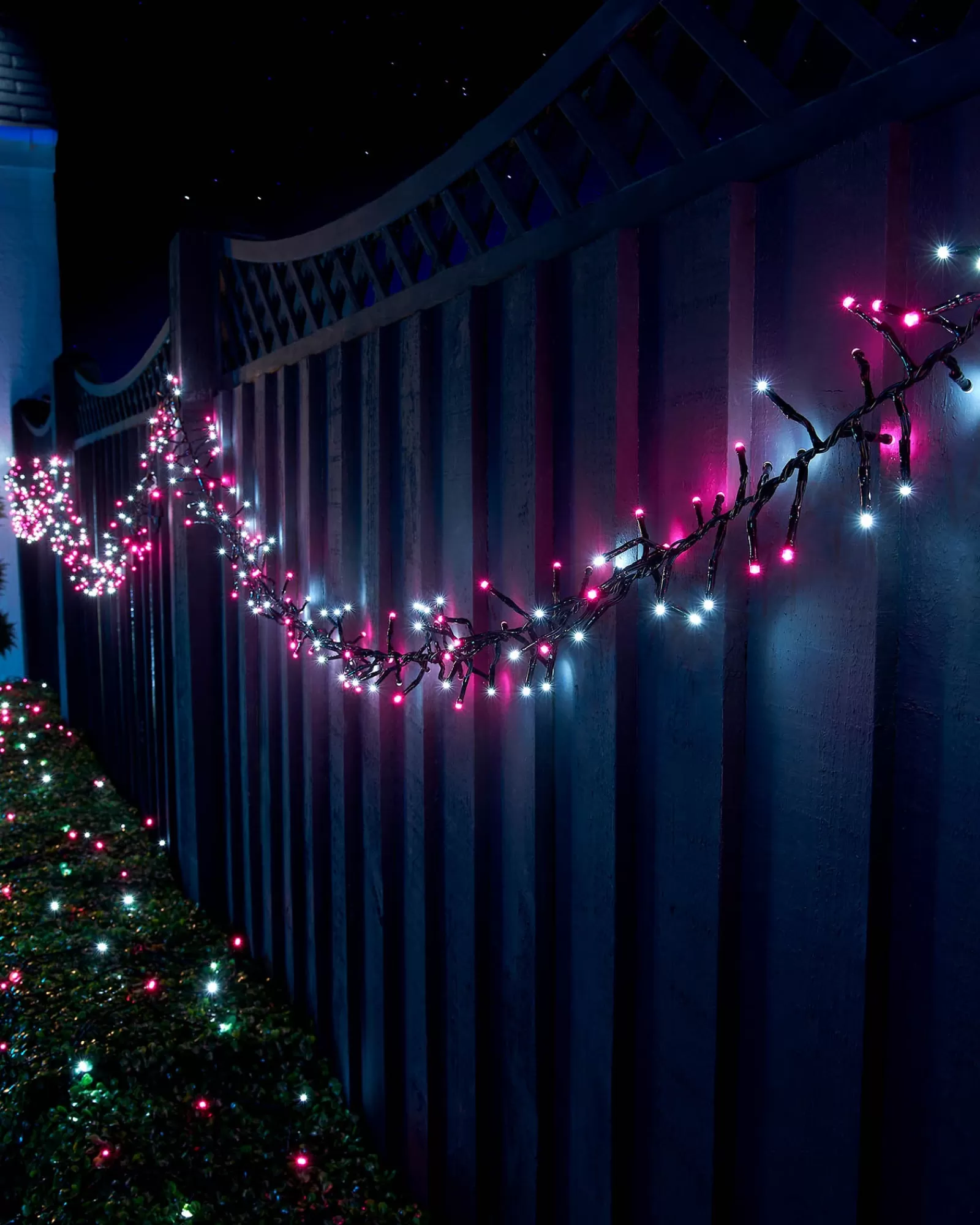 WeRChristmas Link Up | Cluster Lights^LINK UP LED Cluster Lights, Black Cable, Pink / White