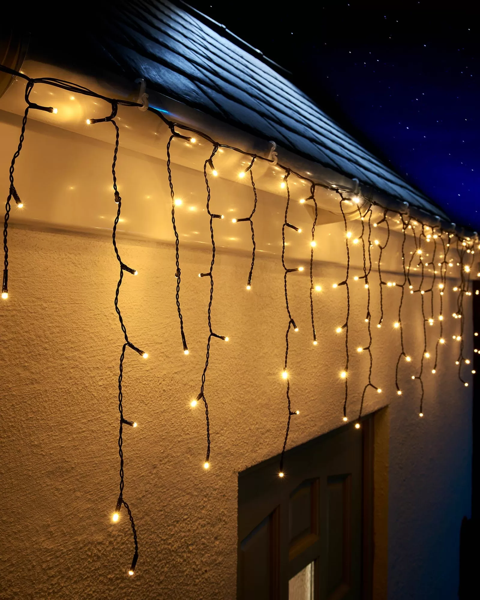 WeRChristmas Link Up | Icicle Lights^LINK UP LED Icicle Lights, Black Cable, Warm White