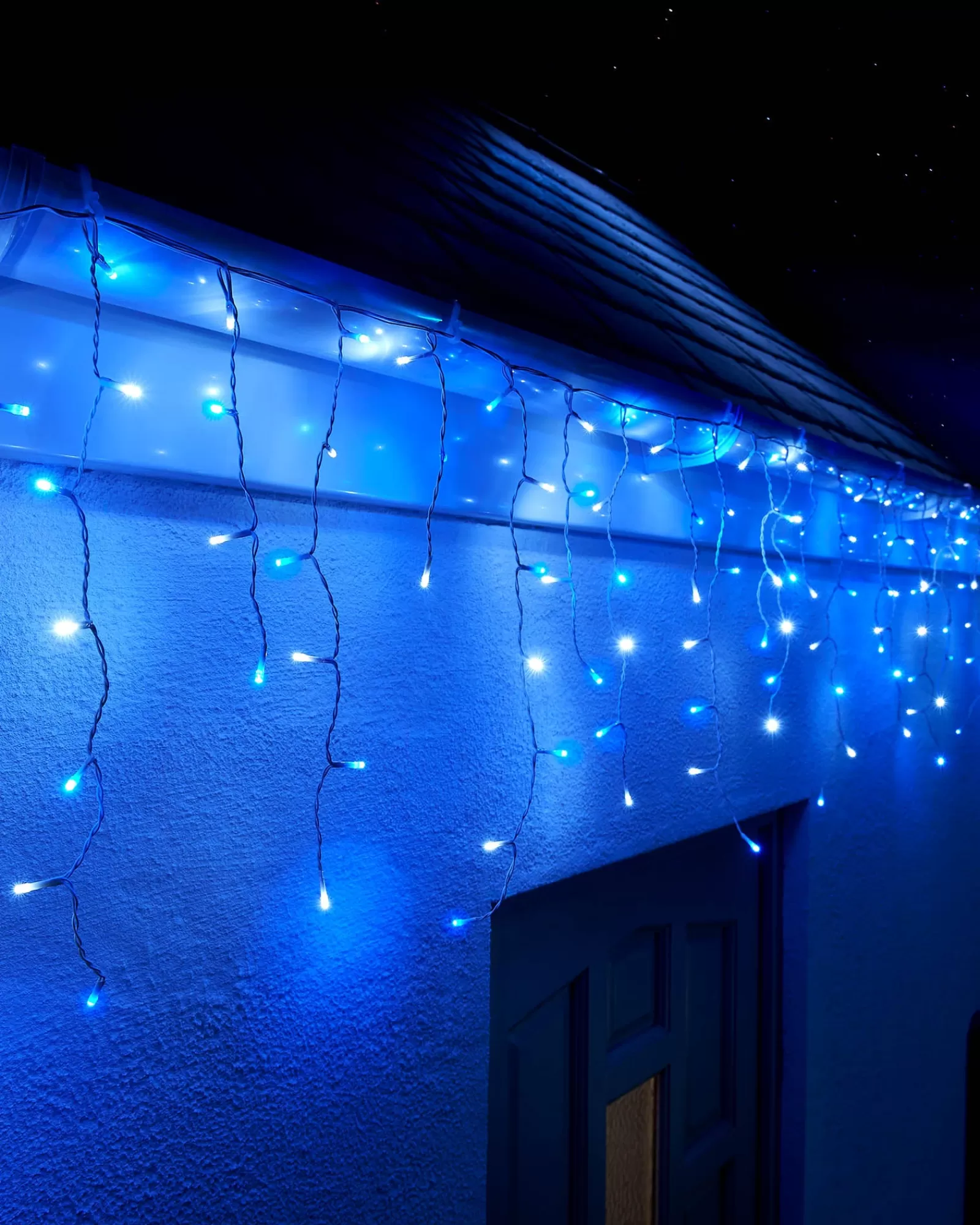 WeRChristmas Link Up | Icicle Lights^LINK UP LED Icicle Lights, White Cable, Blue / White