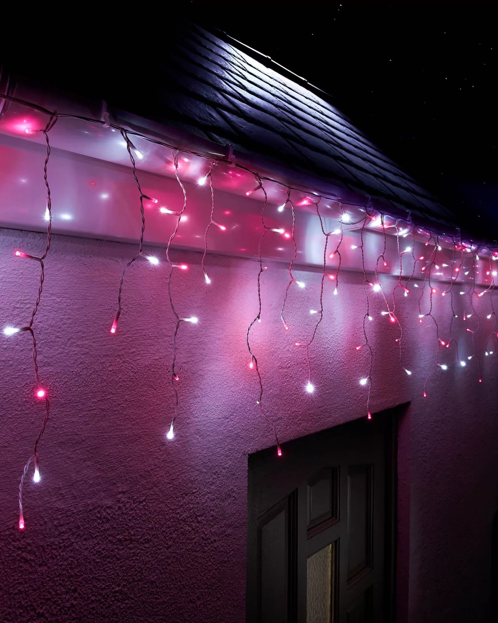 WeRChristmas Link Up | Icicle Lights^LINK UP LED Icicle Lights, White Cable, Pink / White