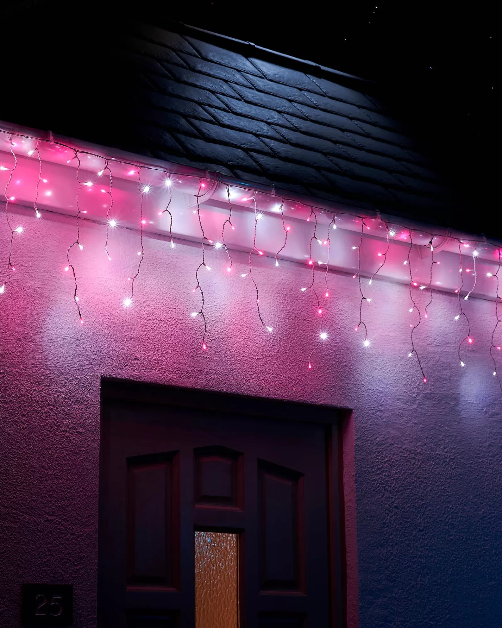 WeRChristmas Link Up | Icicle Lights^LINK UP LED Icicle Lights, White Cable, Pink / White