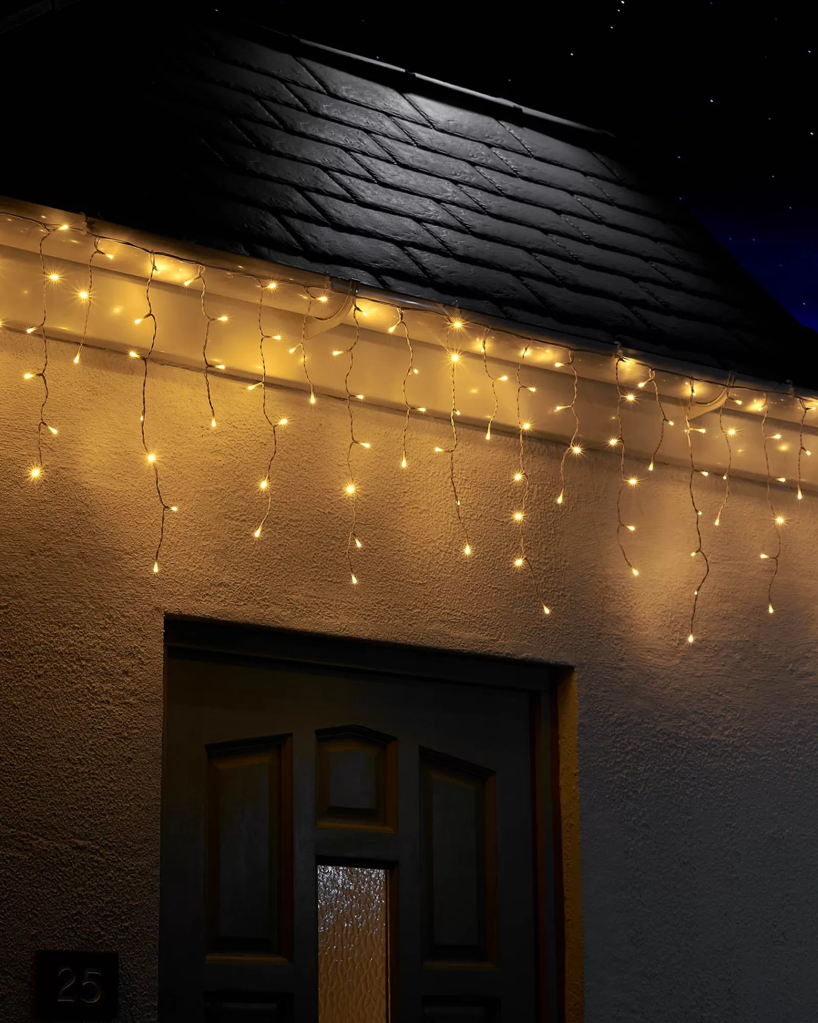 WeRChristmas Link Up | Connectable Lights^LINK UP LED Icicle Lights, White Cable, Warm White