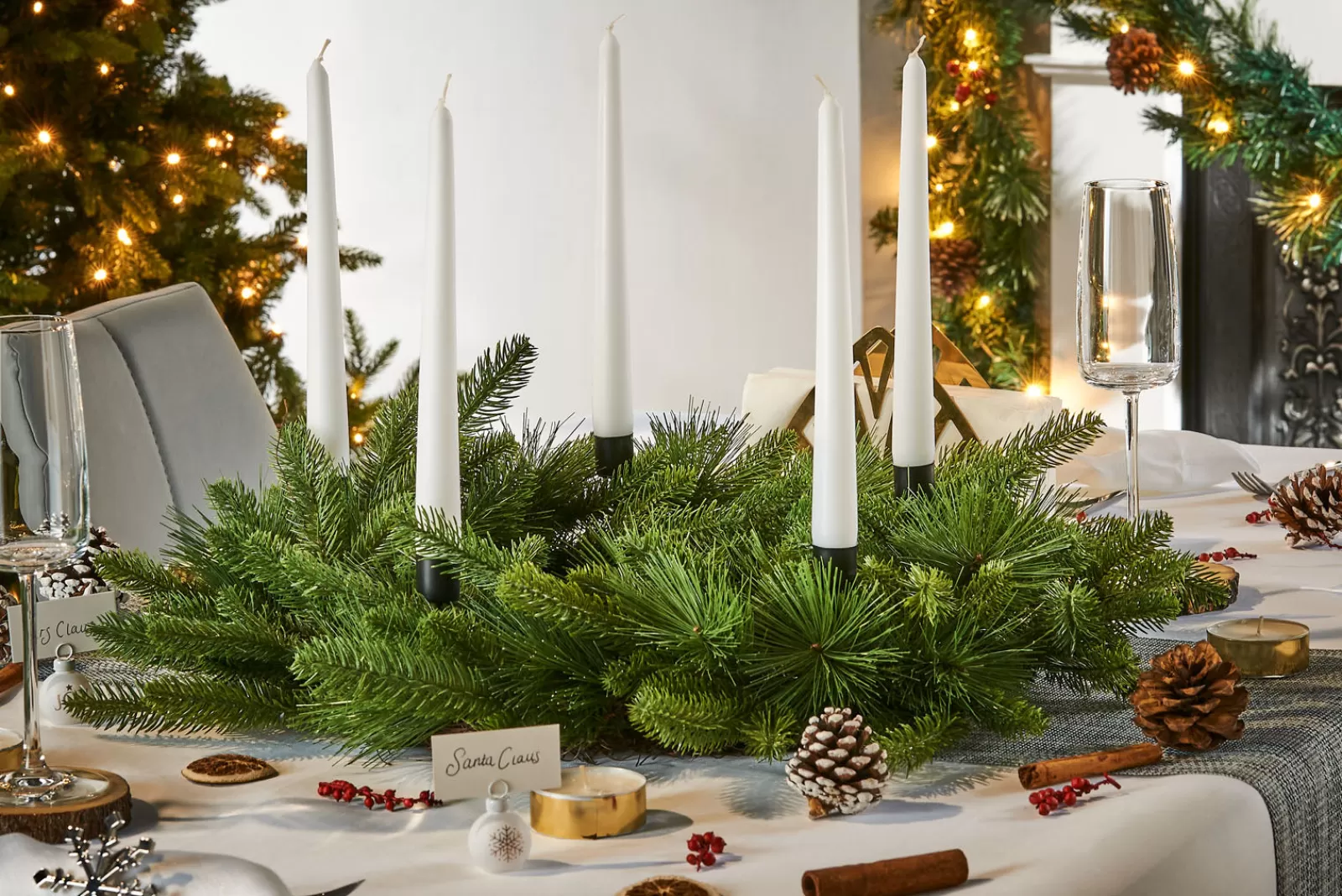 WeRChristmas Table Decorations | Plain Wreaths^Mixed Pine Candle Holder Wreath, 60 Cm