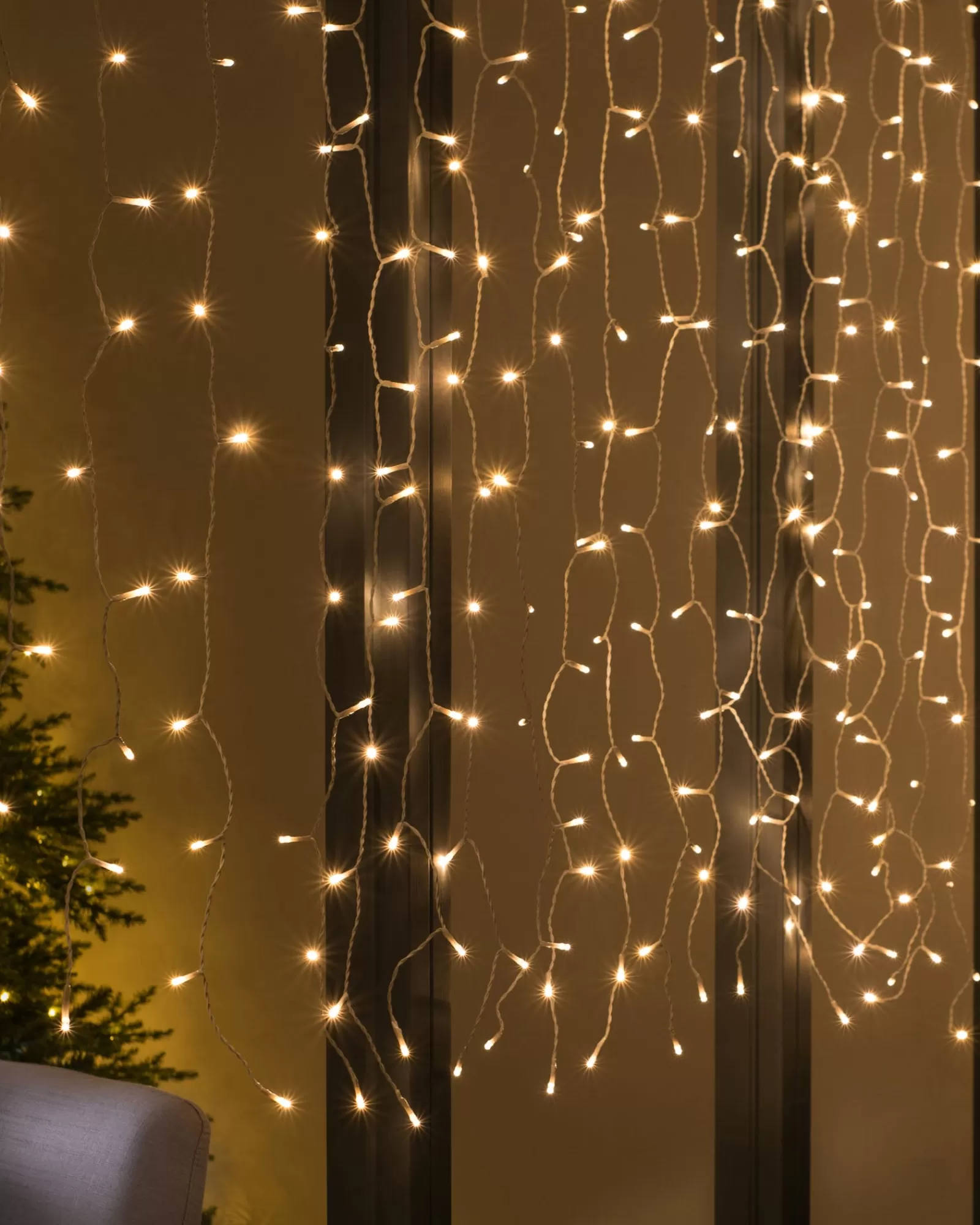 WeRChristmas Connectable Lights^Multi-Function 300 LED Connectable Curtain Light String, Warm White