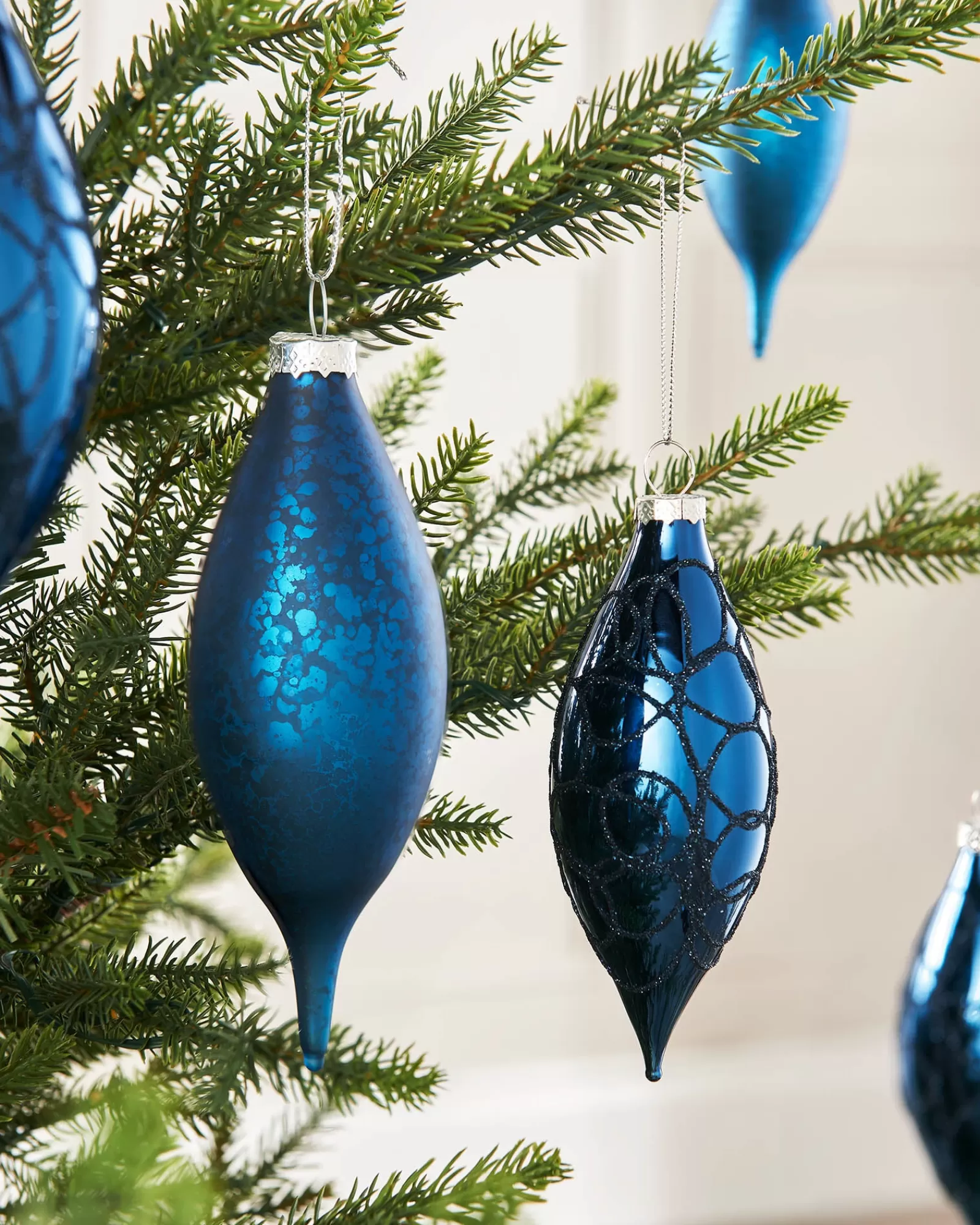 WeRChristmas Glass Baubles^Navy Blue Glass Baubles, 5 Pack, 15 Cm