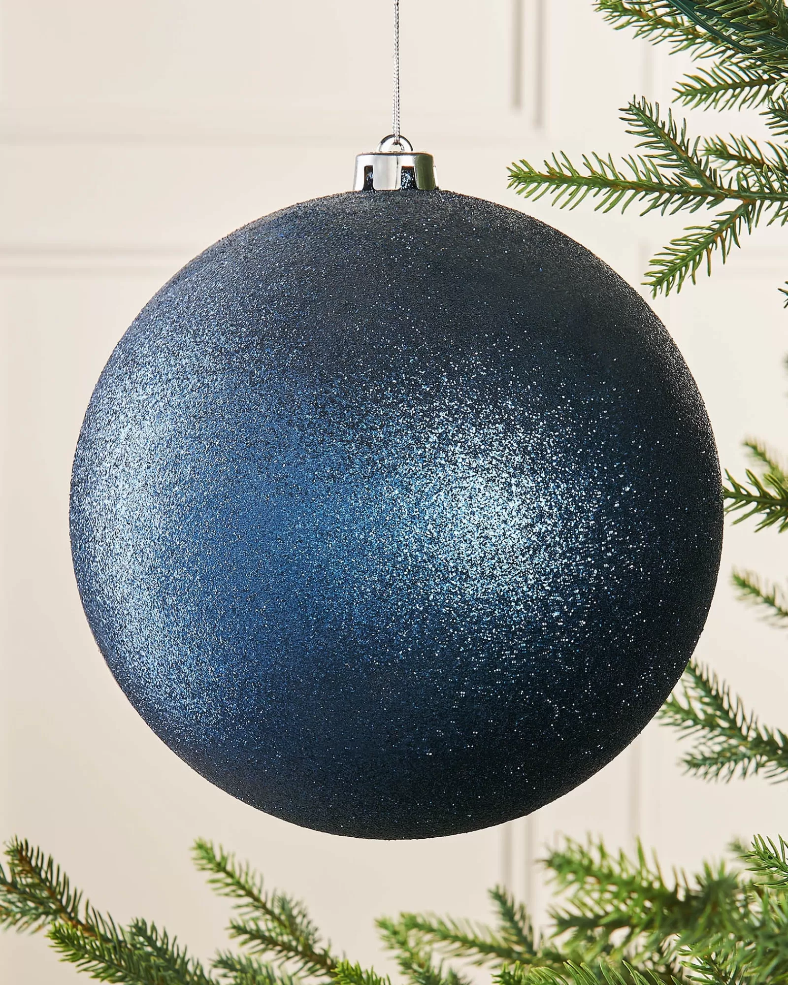 WeRChristmas Oversized Baubles | Shatterproof Baubles^Navy Blue Large Glitter Shatterproof Bauble, 20 Cm