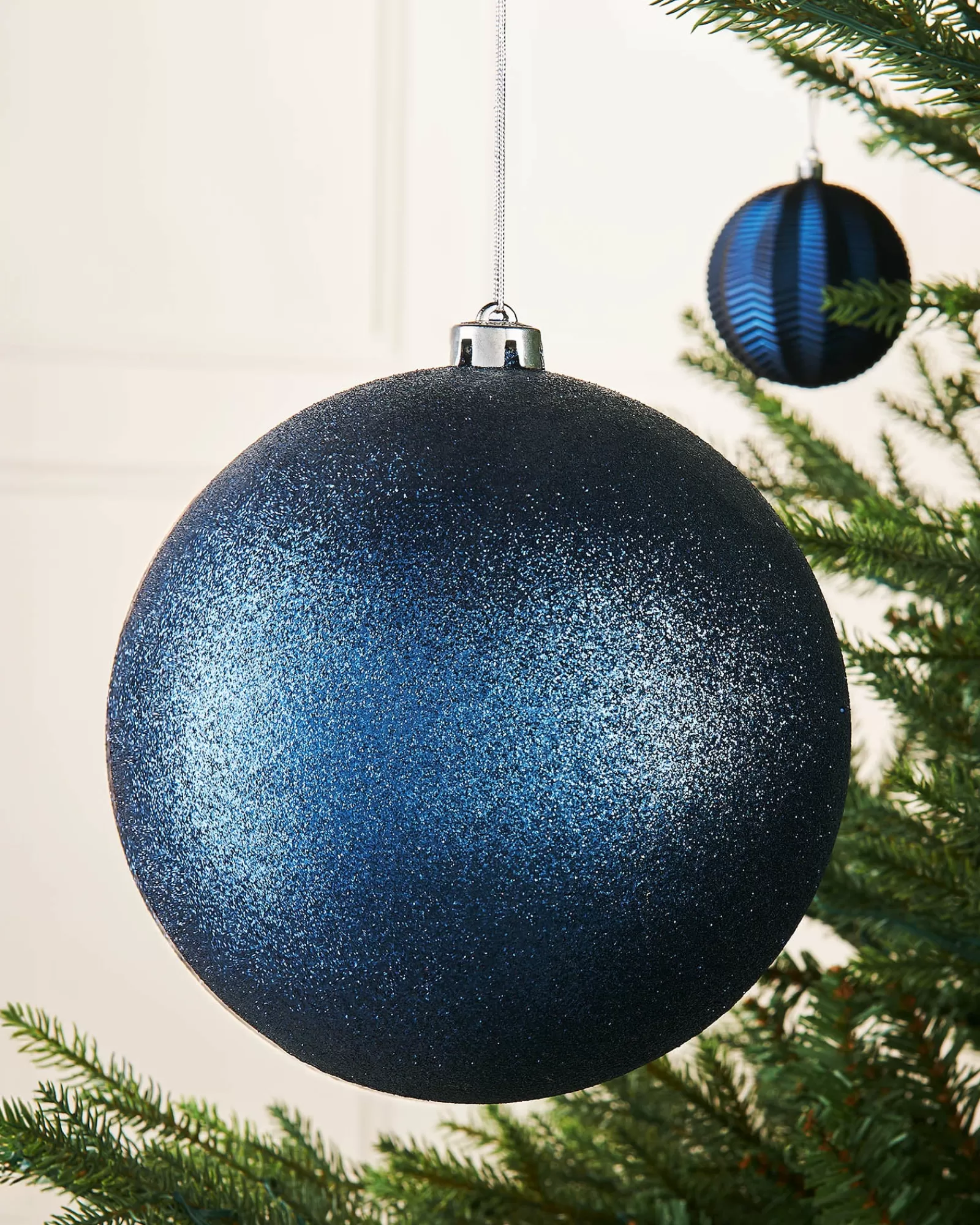 WeRChristmas Oversized Baubles | Shatterproof Baubles^Navy Blue Large Glitter Shatterproof Bauble, 20 Cm