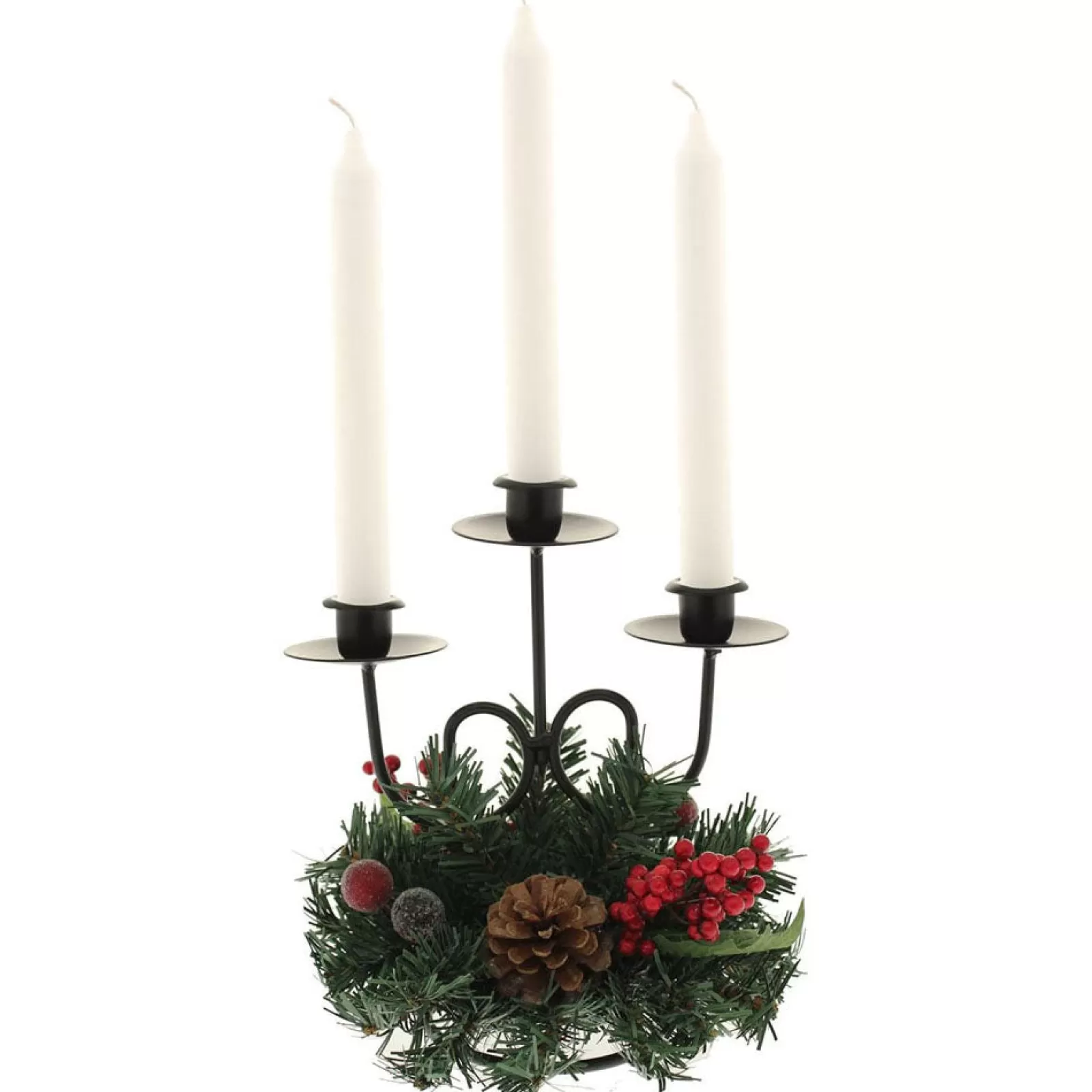 WeRChristmas Table Decorations | Candle Holder Garlands^Pinecone And Berry Single Pillar Candle Holder, Triple Tape