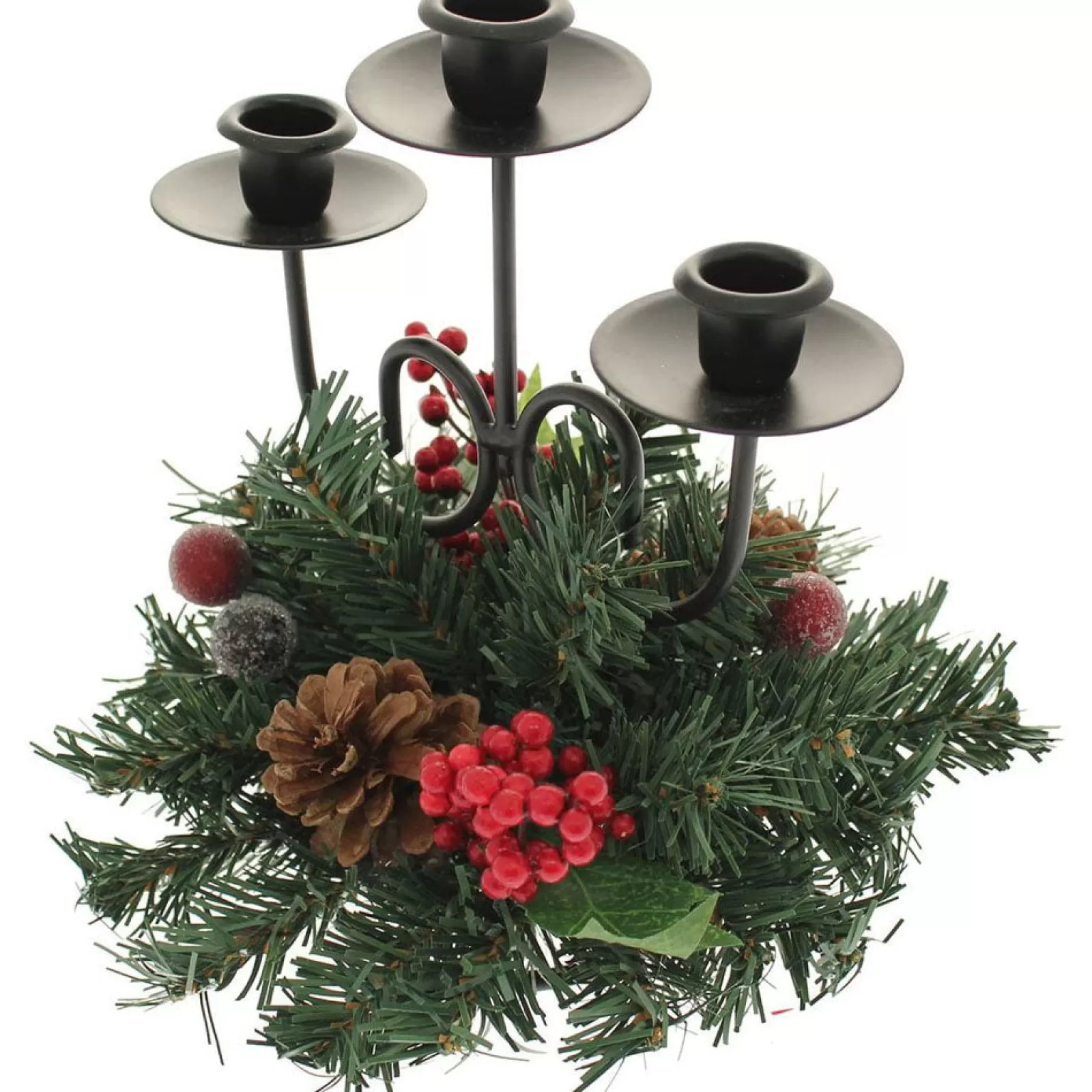 WeRChristmas Table Decorations | Candle Holder Garlands^Pinecone And Berry Single Pillar Candle Holder, Triple Tape