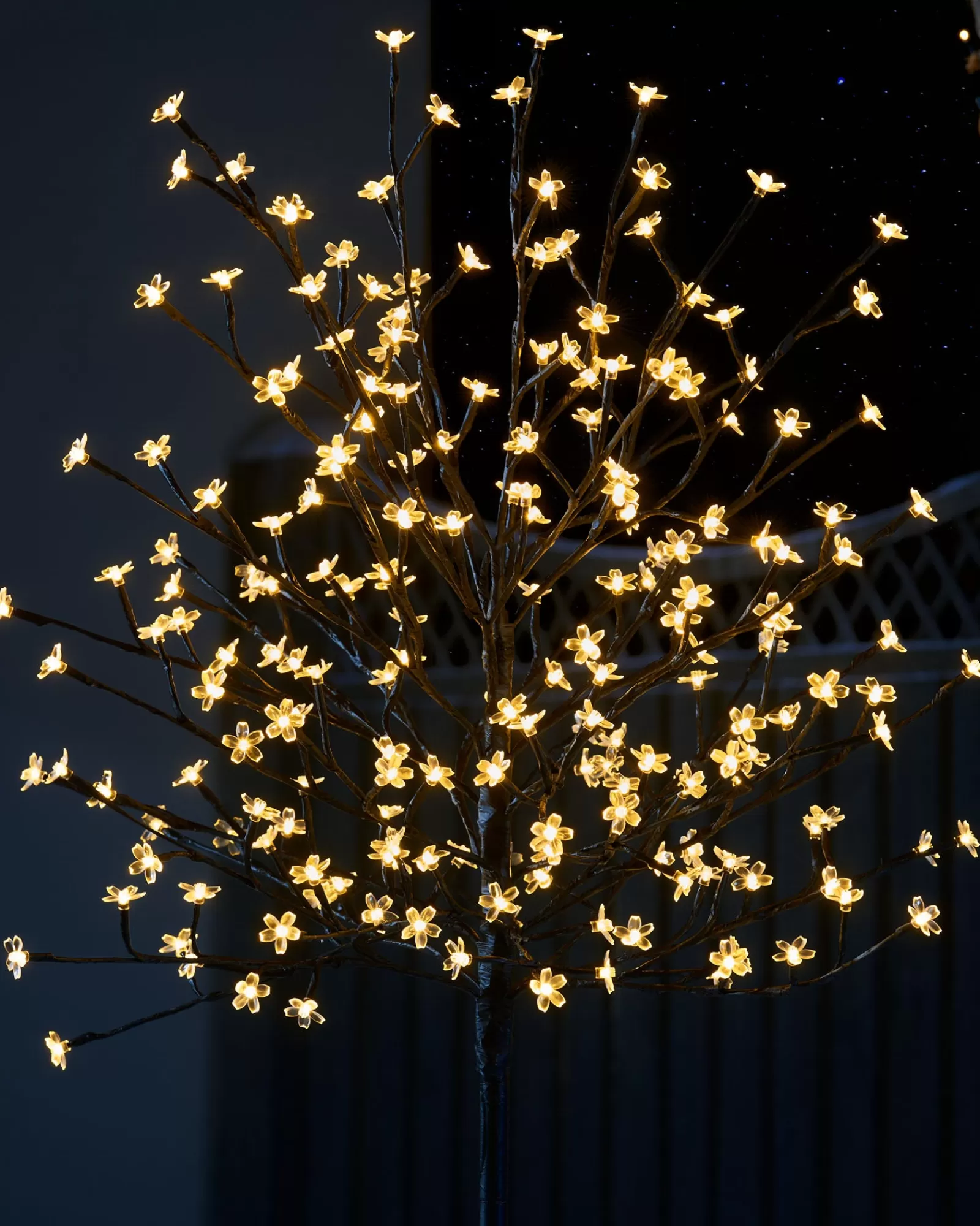 WeRChristmas Tree Silhouettes^Pre-Lit 200 LED Cherry Blossom Twig Tree, White, 5 Ft