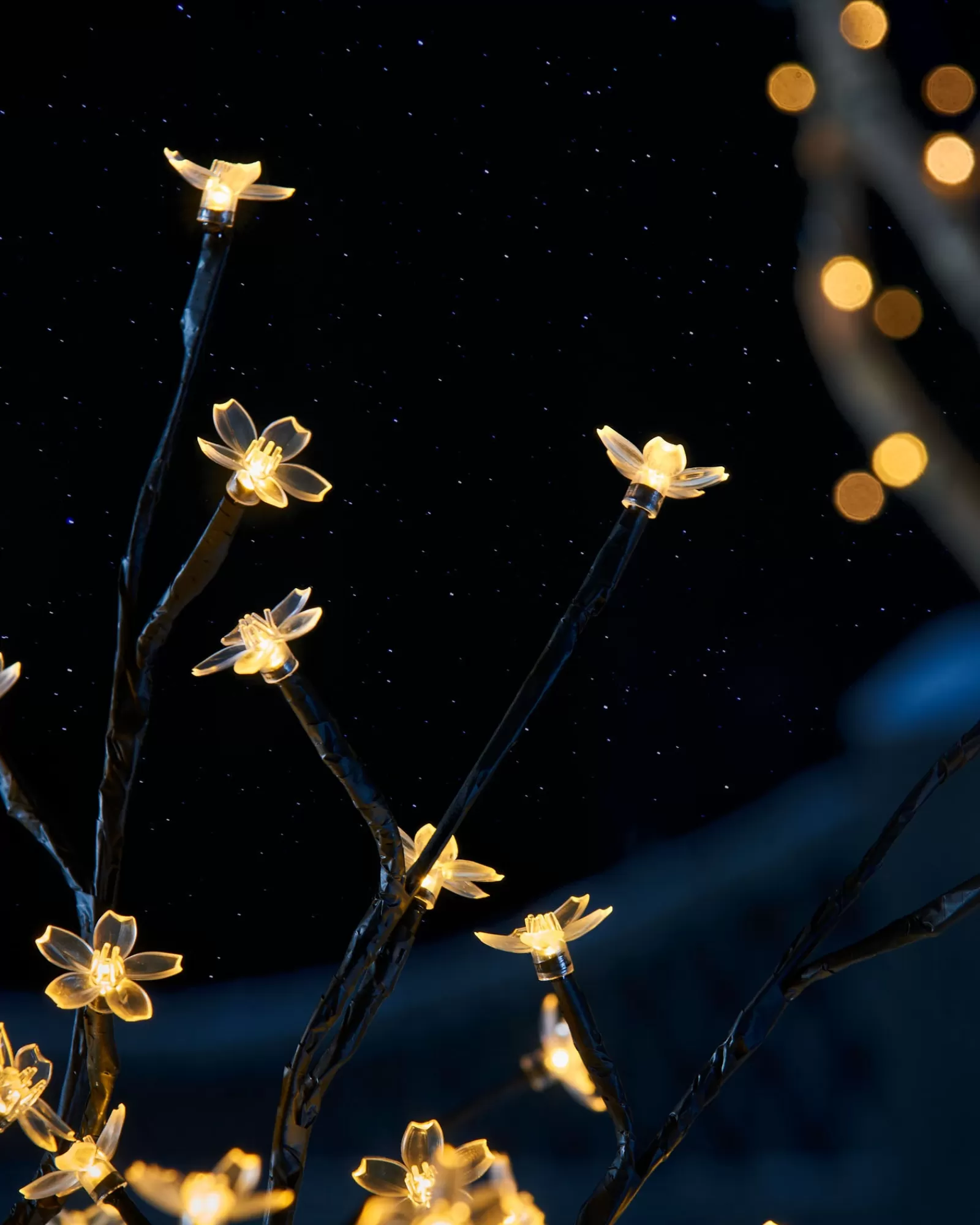 WeRChristmas Tree Silhouettes^Pre-Lit 200 LED Cherry Blossom Twig Tree, White, 5 Ft