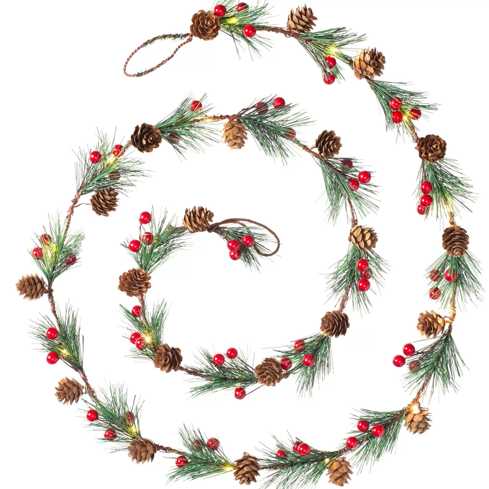 WeRChristmas Fairy Lights | Decorated Garlands^Pre-Lit 20 LED Pinecones & Berries Light String Garland, 6 Ft