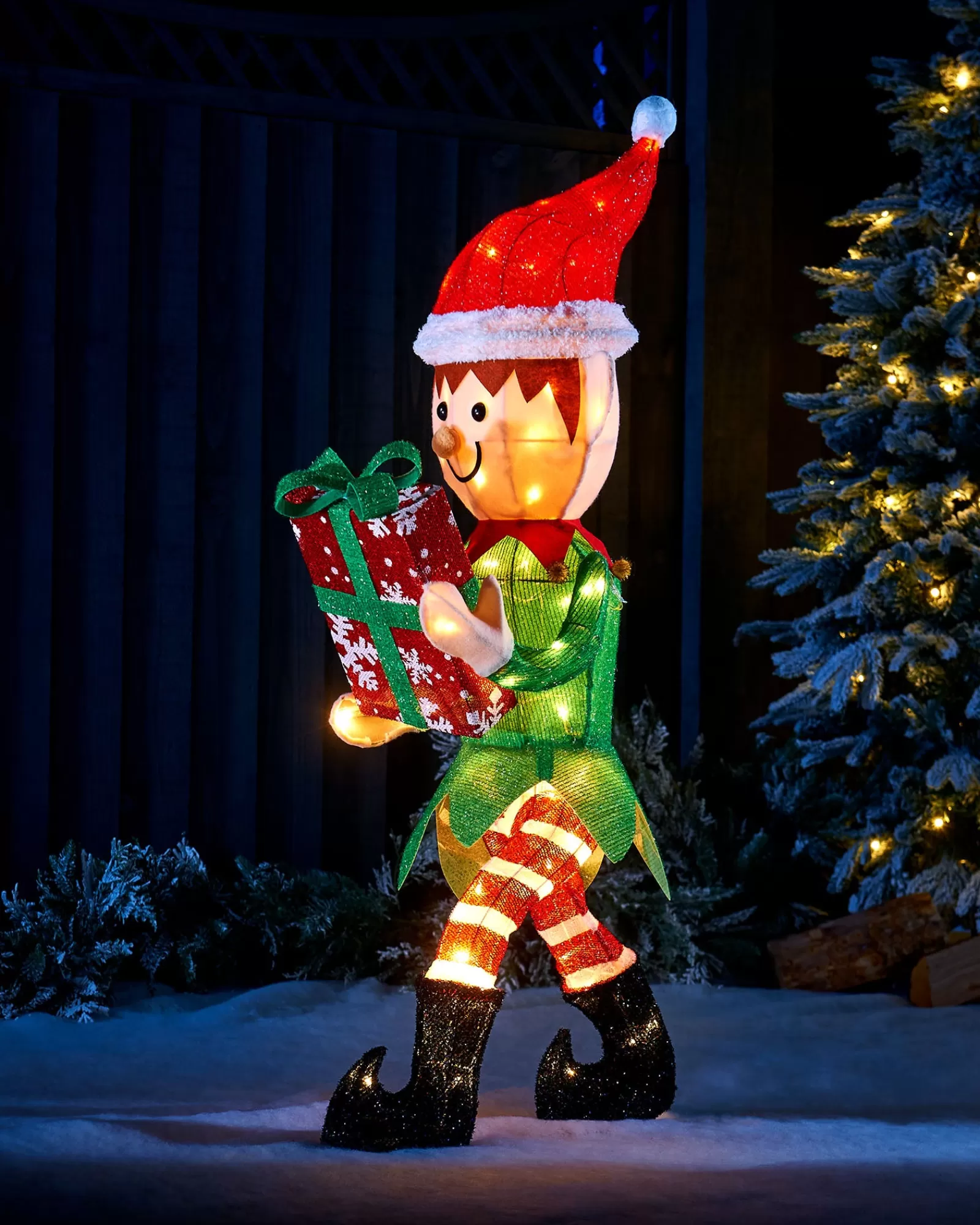 WeRChristmas Christmas Characters^Pre-Lit 3D Mesh Elf, 1 M