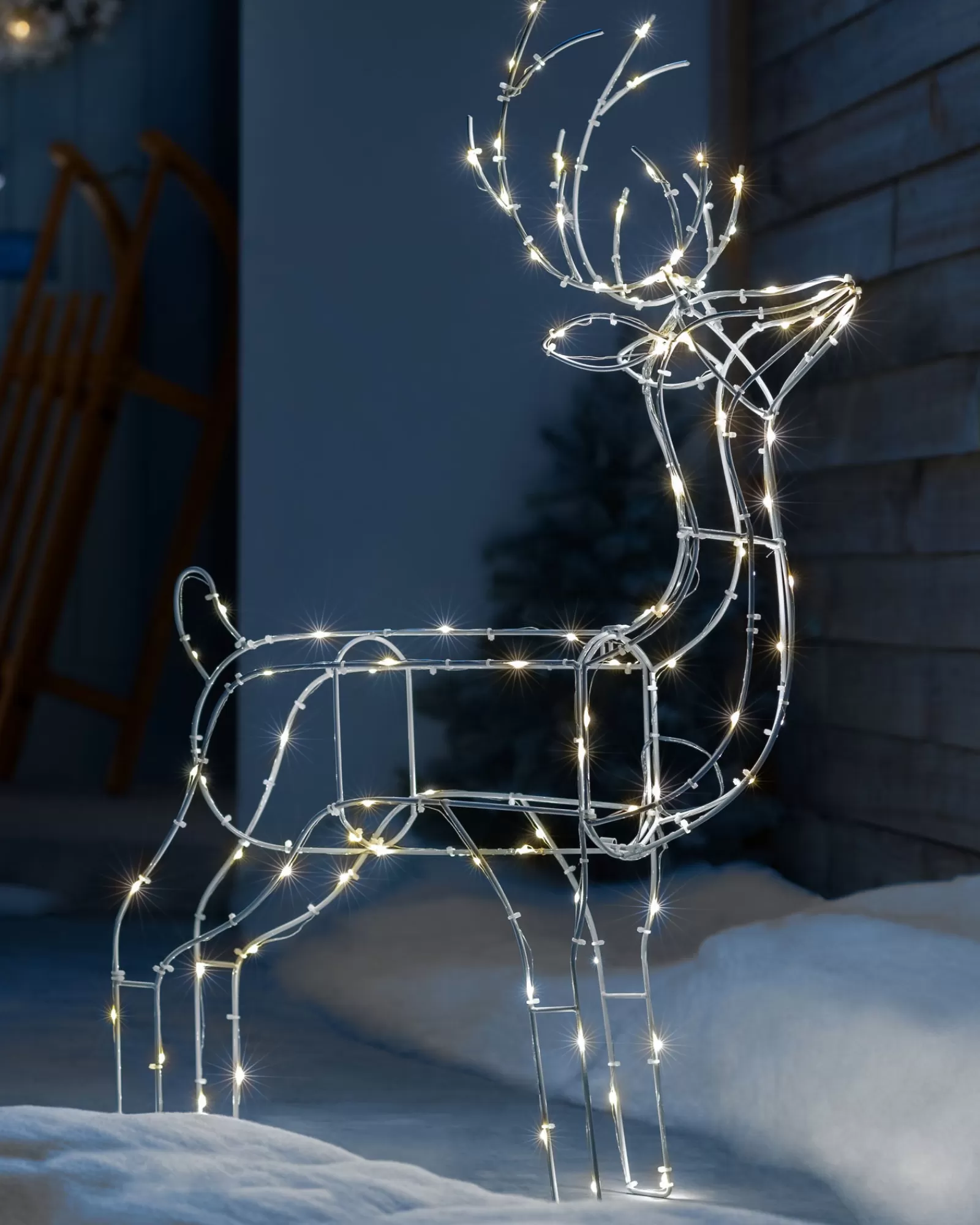 WeRChristmas Outdoor Lighted Reindeer^Pre-Lit 3D Standing Reindeer Silhouette, 87 Cm