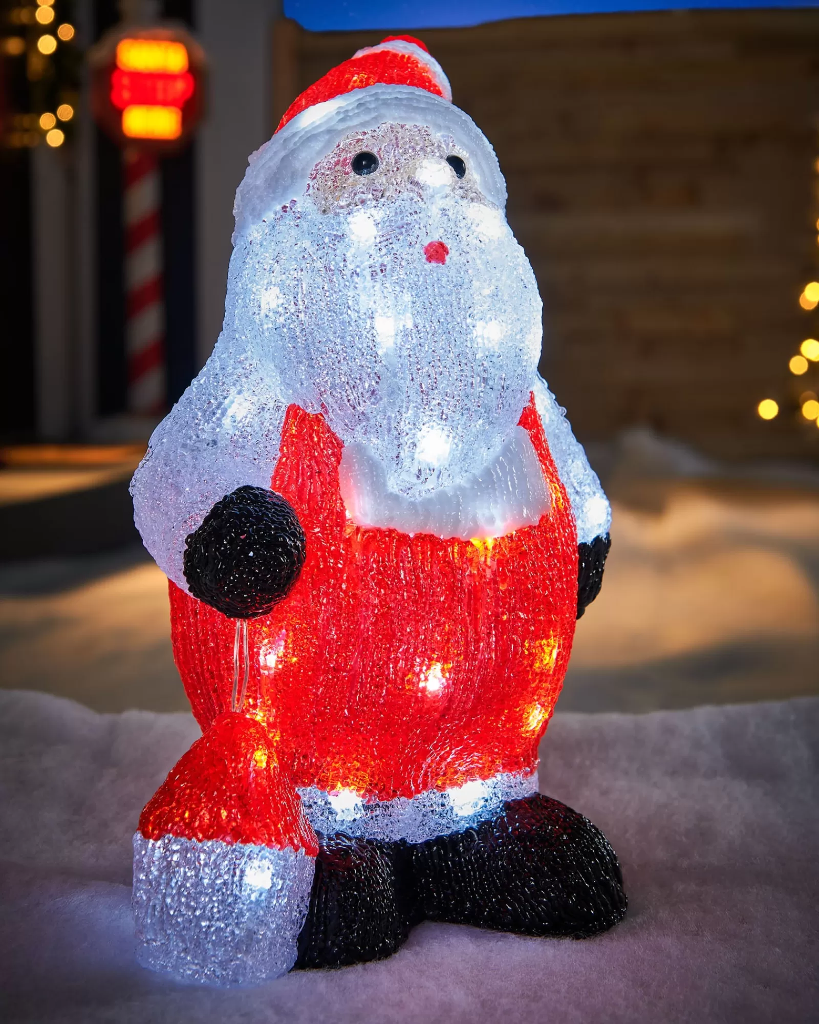 WeRChristmas Christmas Characters^Pre-Lit Acrylic Santa With Lantern, 35 Cm