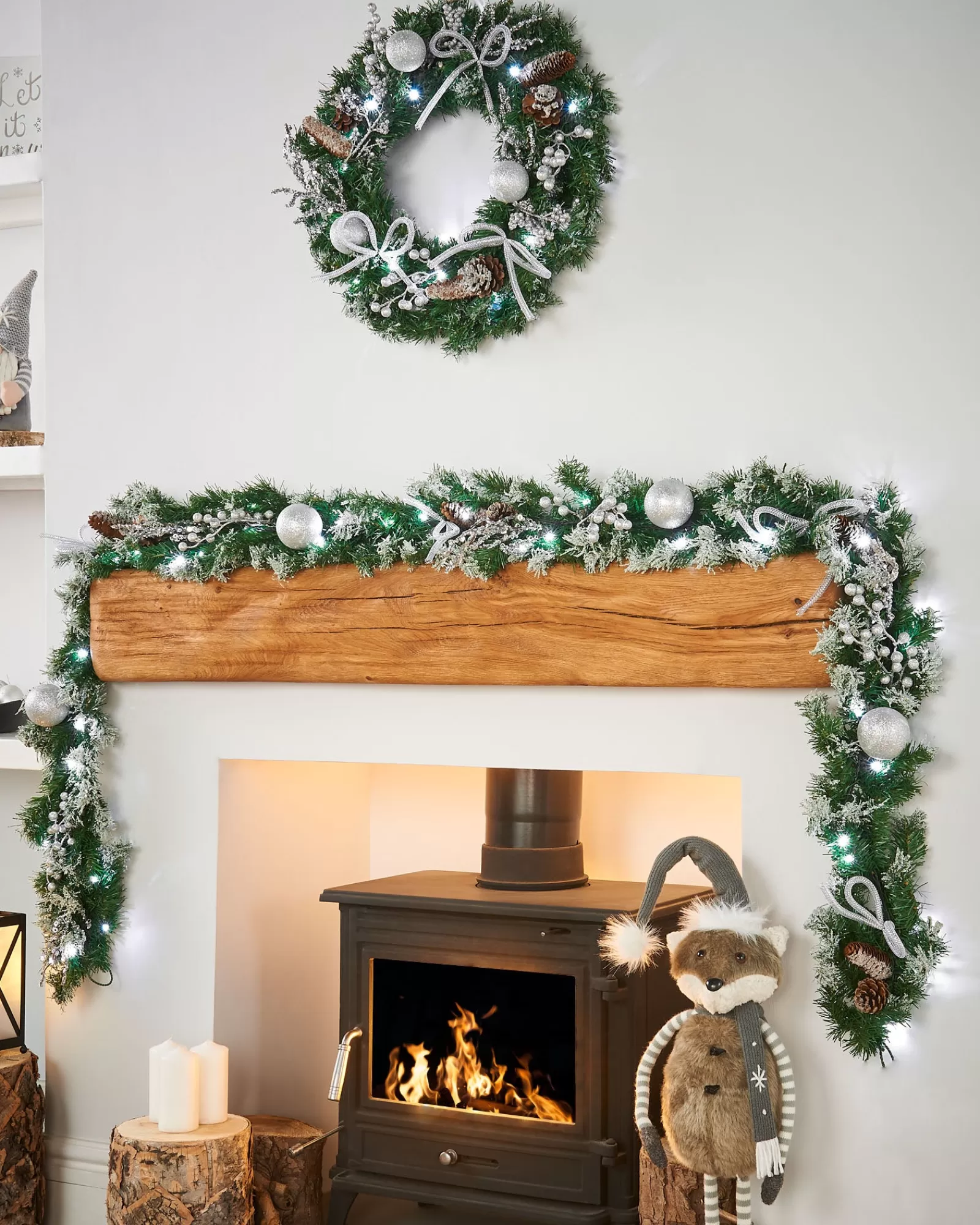 WeRChristmas Snow Flocked Garlands | Decorated Garlands^Pre-Lit Decorated Garland, Silver Ice, 9 Ft