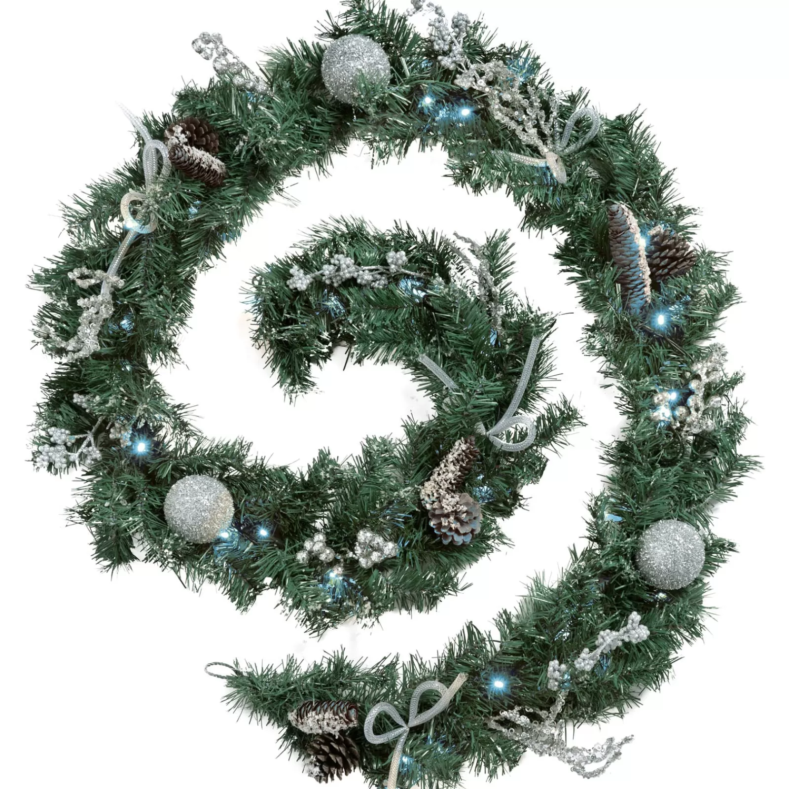WeRChristmas Snow Flocked Garlands | Decorated Garlands^Pre-Lit Decorated Garland, Silver Ice, 9 Ft
