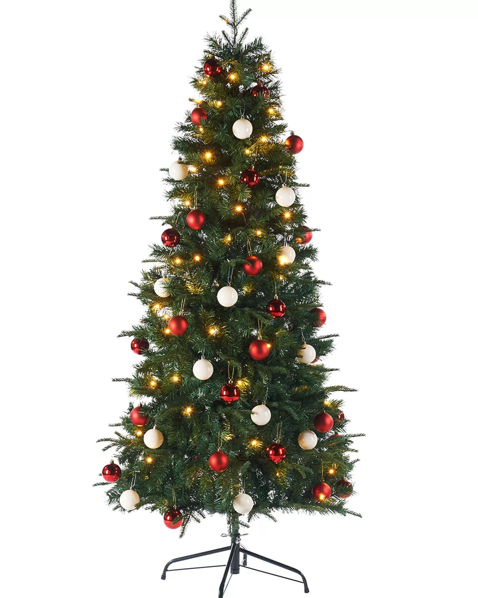 WeRChristmas Budget Christmas Trees | Pre Lit Christmas Trees^Pre-Lit Decorated Pop-Up Christmas Tree, Red & White, 6 Ft