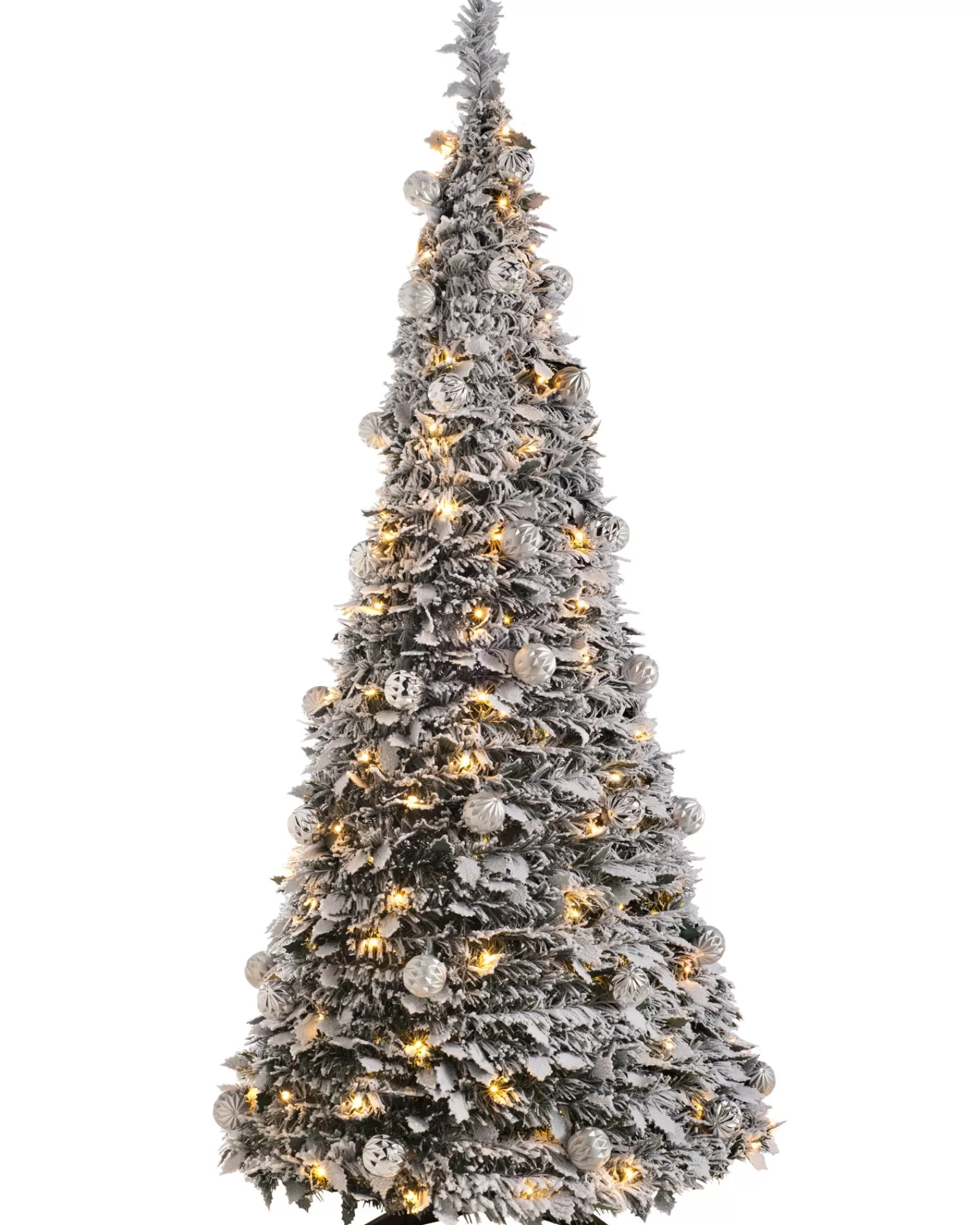 WeRChristmas Budget Christmas Trees | Snow Flocked Christmas Trees^Pre-Lit Decorated Pop-Up Snow Flocked Christmas Tree, 6 Ft