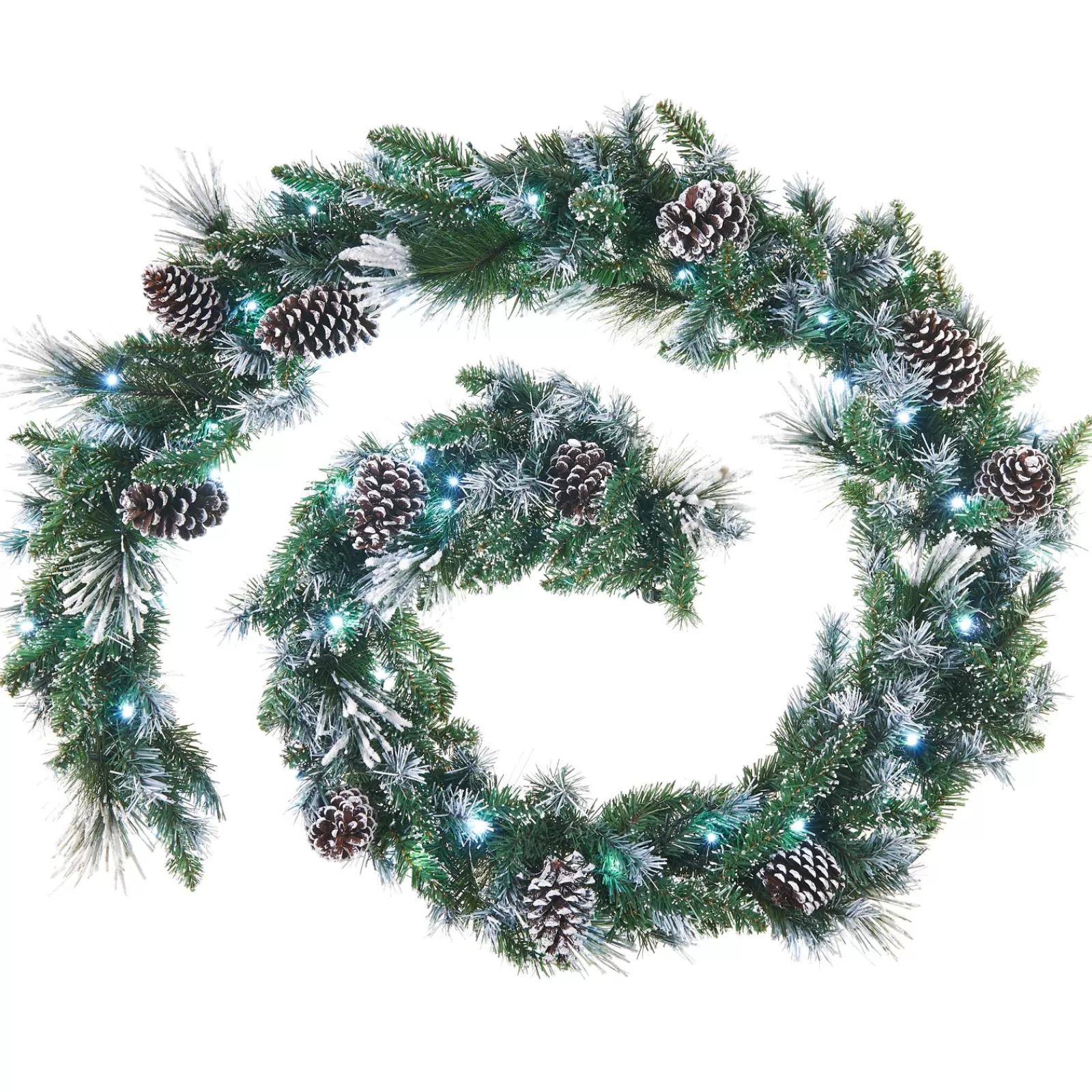 WeRChristmas Snow Flocked Garlands | Decorated Garlands^Pre-Lit Decorated Snow Flocked Garland, Pinecones, 9 Ft