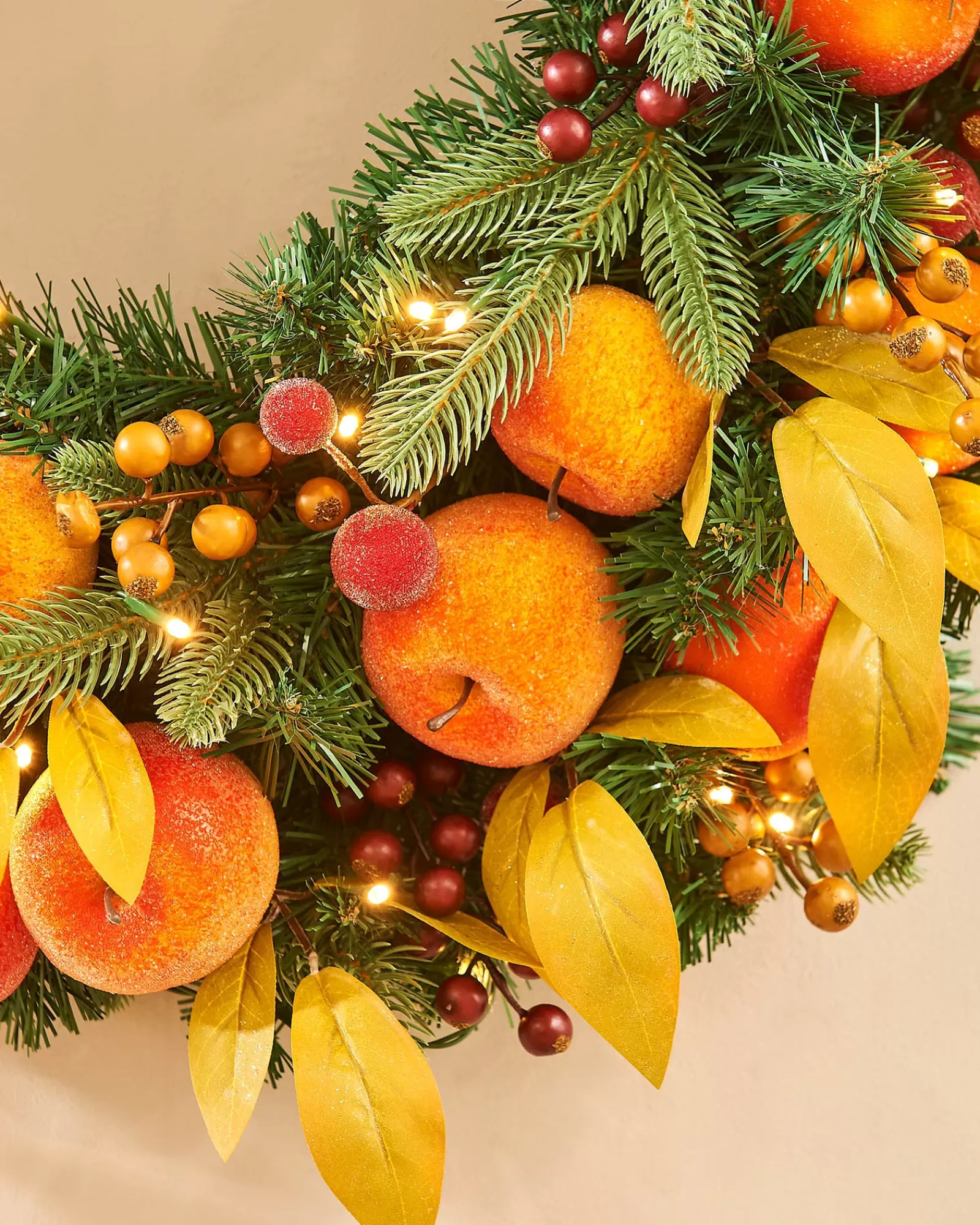WeRChristmas Decorated Wreaths | Pre Lit Wreaths^Pre-Lit Decorated Wreath, Apples & Peaches, 76 Cm