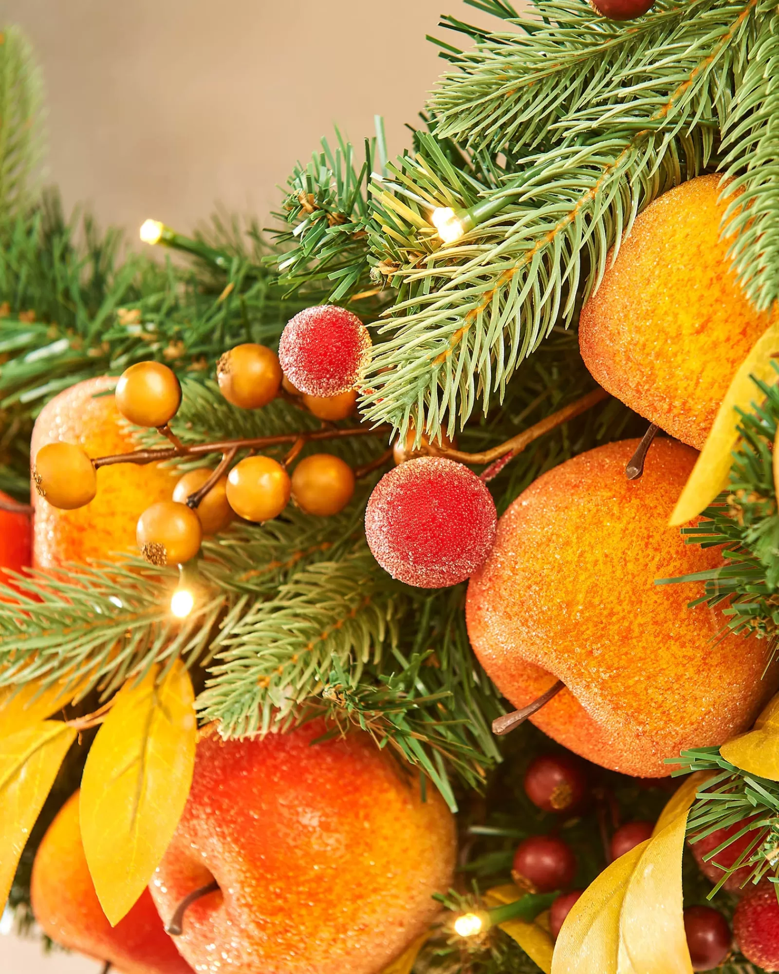 WeRChristmas Decorated Wreaths | Pre Lit Wreaths^Pre-Lit Decorated Wreath, Apples & Peaches, 76 Cm