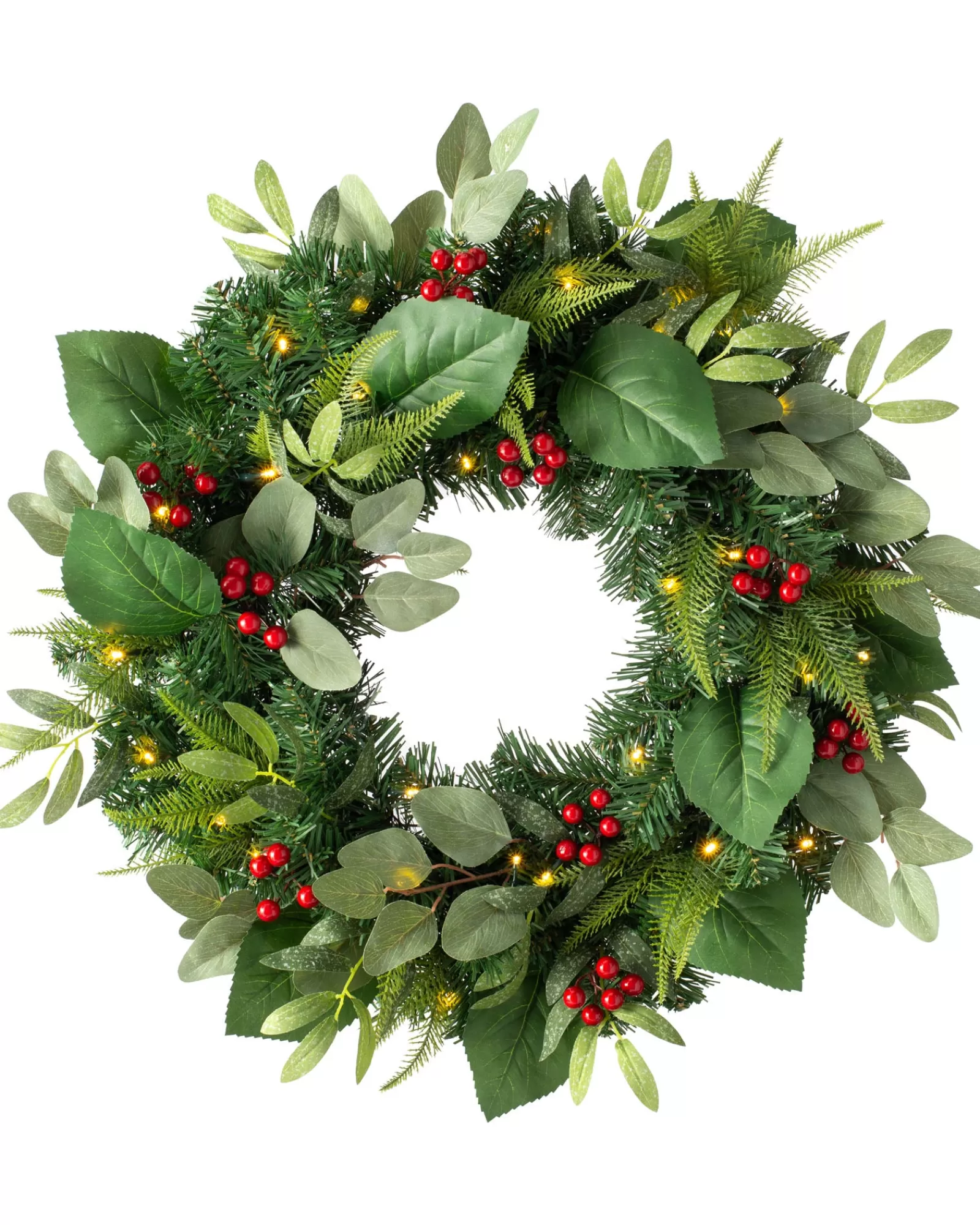WeRChristmas Decorated Wreaths | Pre Lit Wreaths^Pre-Lit Decorated Wreath, Berries & Eucalyptuses, 60 Cm
