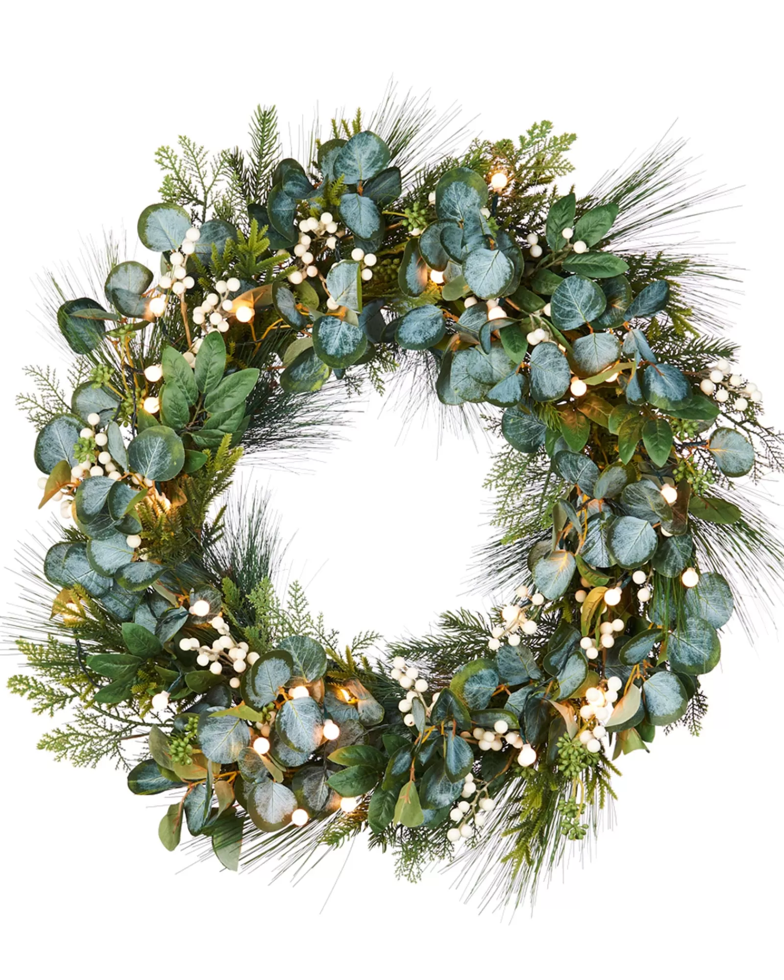 WeRChristmas Decorated Wreaths | Pre Lit Wreaths^Pre-Lit Decorated Wreath, Berries & Eucalyptuses, 76 Cm