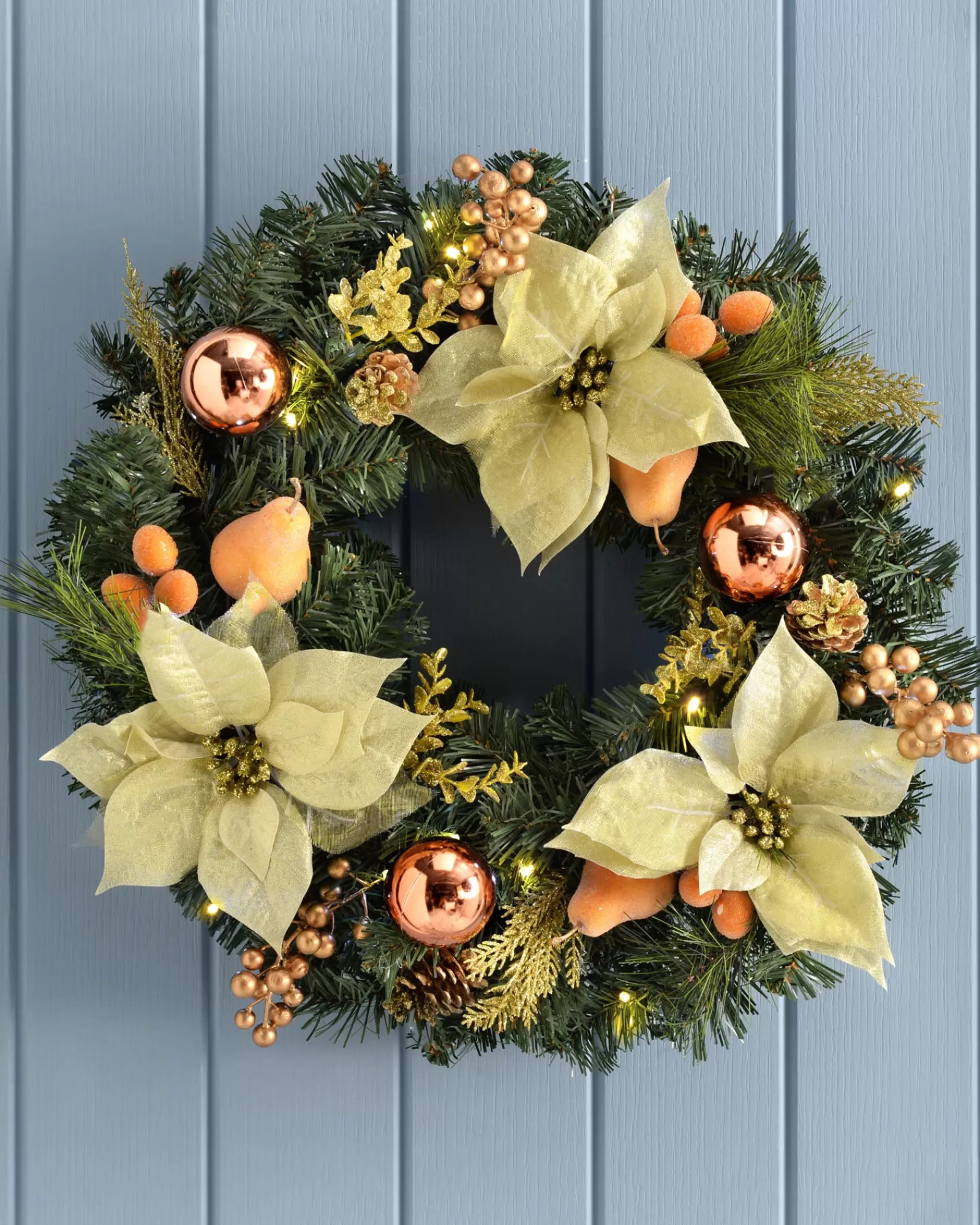 WeRChristmas Decorated Wreaths | Pre Lit Wreaths^Pre-Lit Decorated Wreath, Copper/Gold, 60 Cm