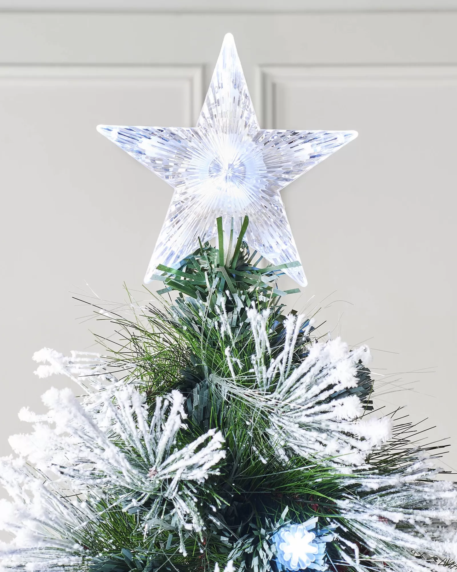 WeRChristmas Budget Christmas Trees | Fibre Optic Christmas Trees^Pre-Lit Fibre Optic Frosted Christmas Tree With Tree Topper, 5 Ft