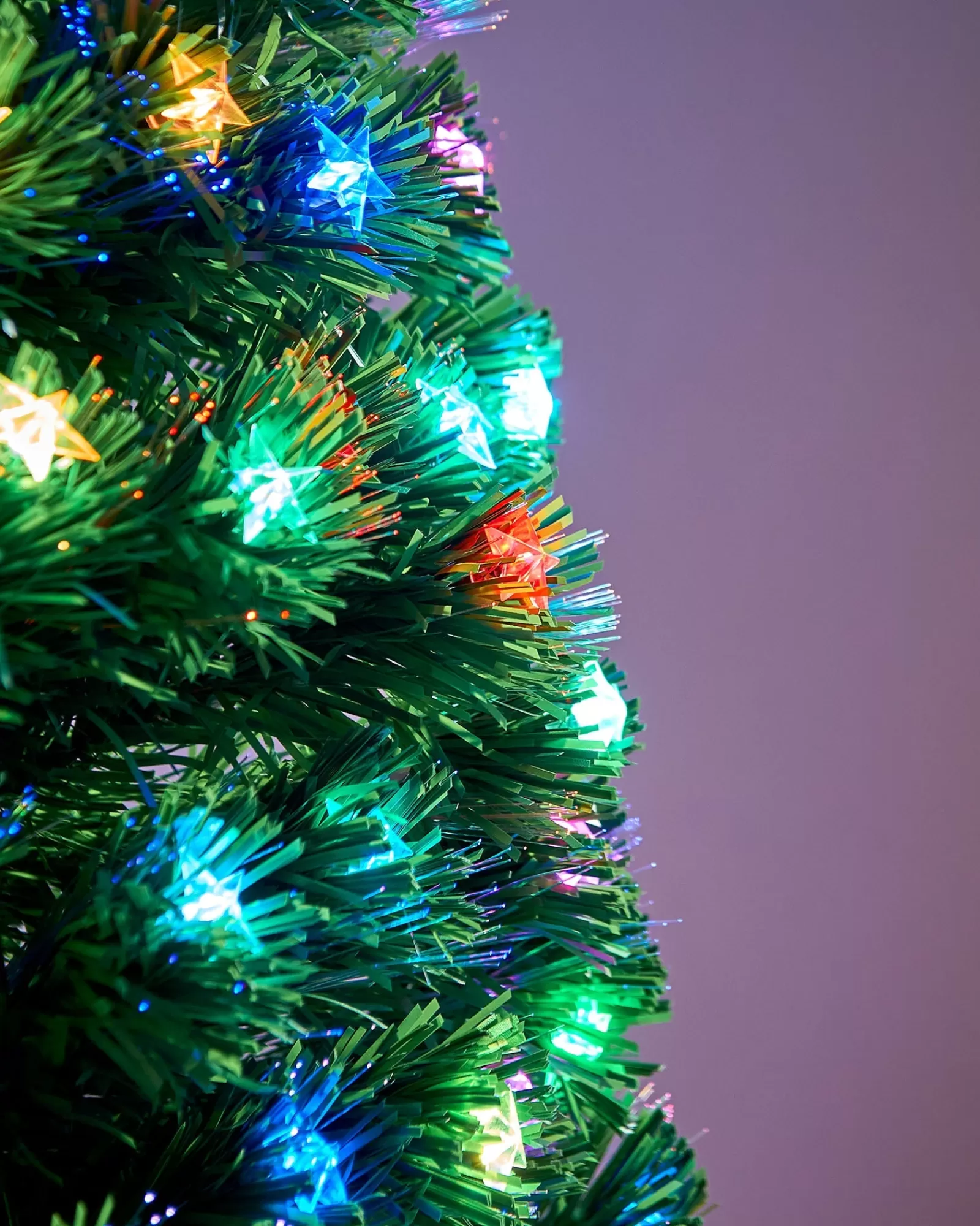 WeRChristmas Budget Christmas Trees | Fibre Optic Christmas Trees^Pre-Lit Fibre Optic Pencil Christmas Tree With Multi-Coloured LED Stars, 5 Ft