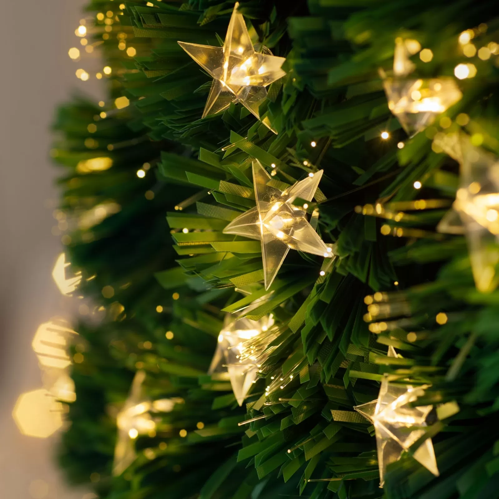 WeRChristmas Fibre Optic Christmas Trees | Pre Lit Christmas Trees^Pre-Lit Fibre Optic Pencil Christmas Tree With Warm White LED Stars, 5 Ft