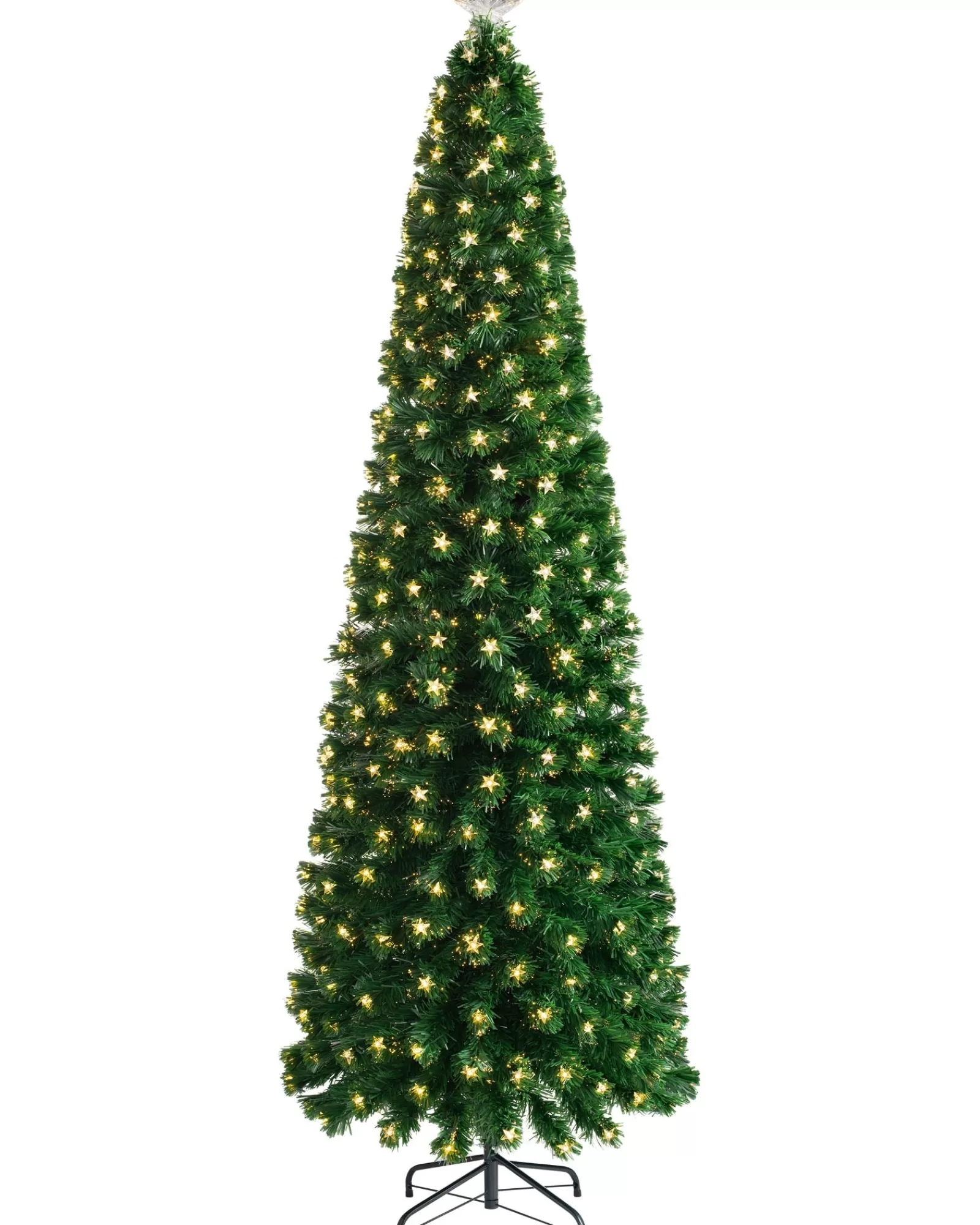 WeRChristmas Fibre Optic Christmas Trees | Pre Lit Christmas Trees^Pre-Lit Fibre Optic Pencil Christmas Tree With Warm White LED Stars, 5 Ft
