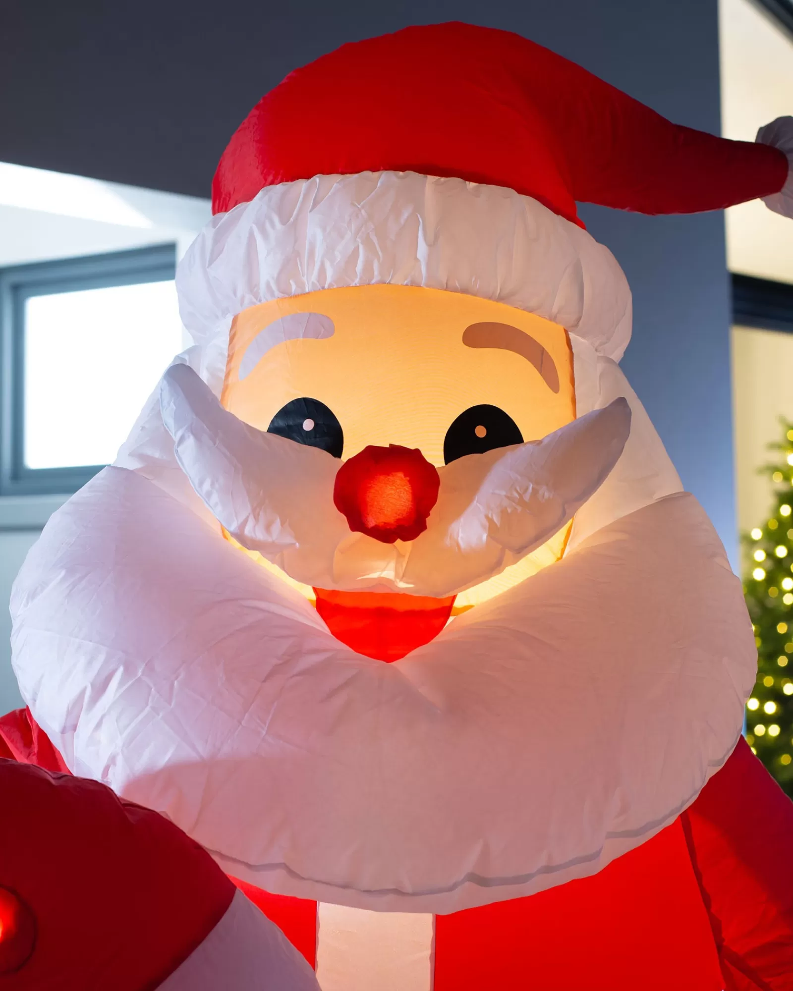 WeRChristmas Christmas Characters | Inflatables^Pre-Lit Inflatable Flashing Santa With Candy Cane, 6 Ft