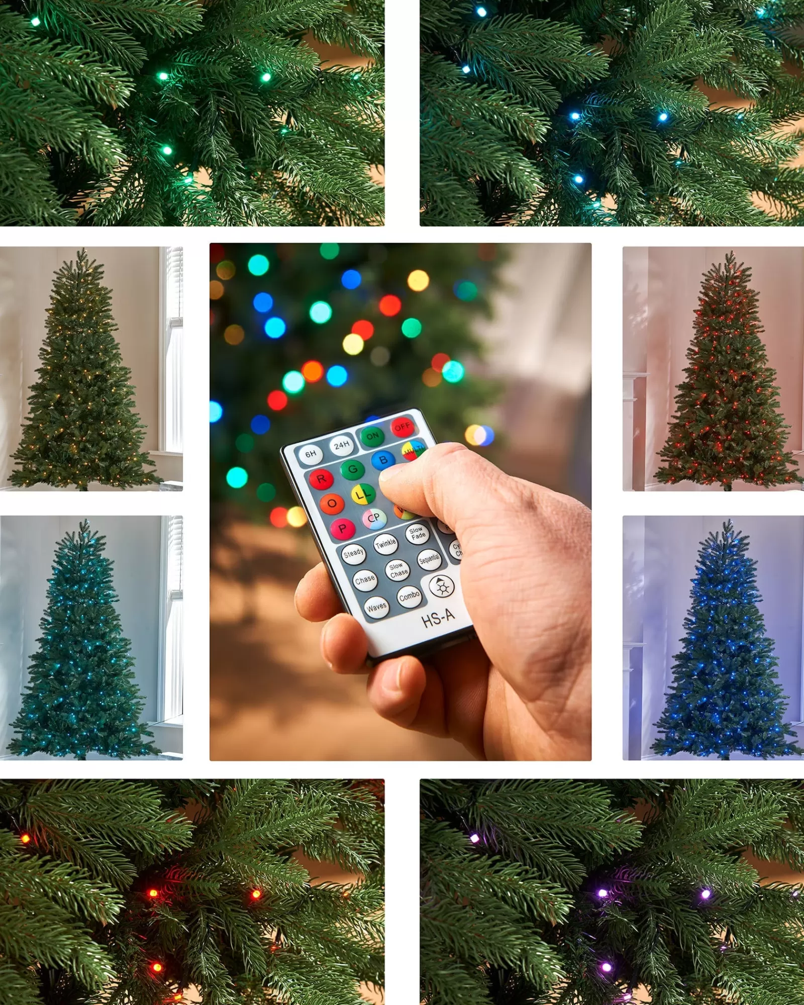 WeRChristmas Pre Lit Christmas Trees^Pre-Lit Mixed Pine Christmas Tree With Remote Control Lights, 7 Ft