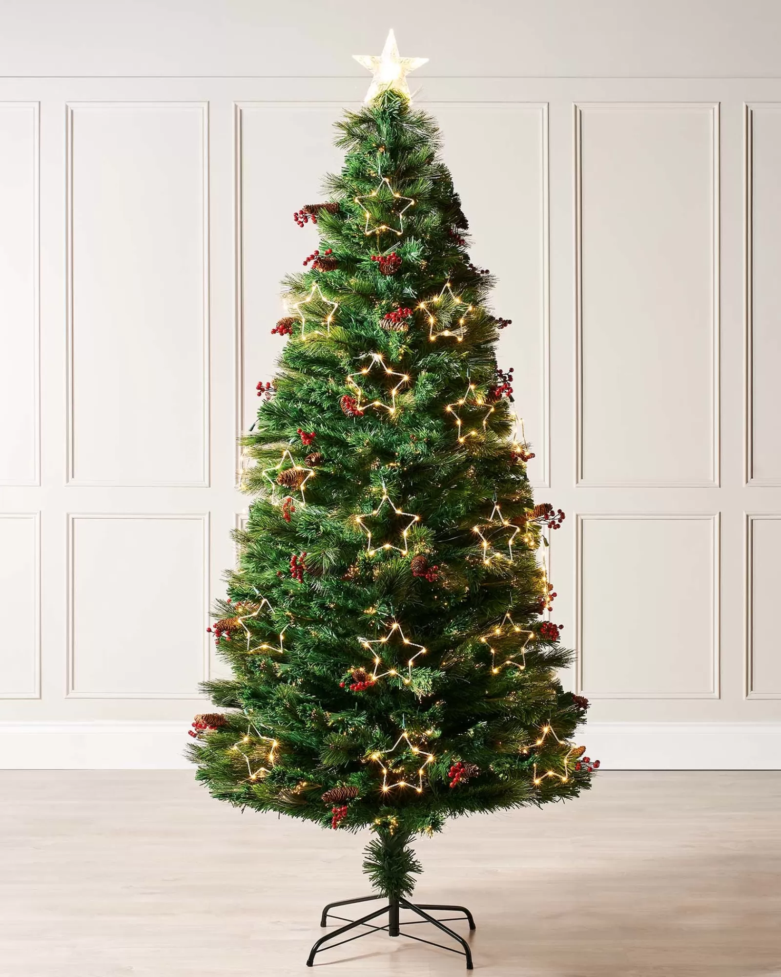 WeRChristmas Budget Christmas Trees | Fibre Optic Christmas Trees^Pre-Lit Mixed Pine Fibre Optic Christmas Tree With LED Stars, 6 Ft
