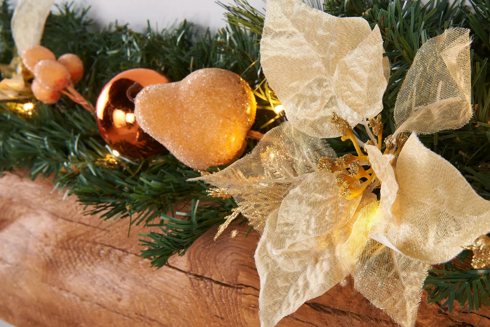 WeRChristmas Decorated Garlands | Pre Lit Garlands^Pre-Lit Multi-Function Decorated Garland, Copper/Gold, 9 Ft