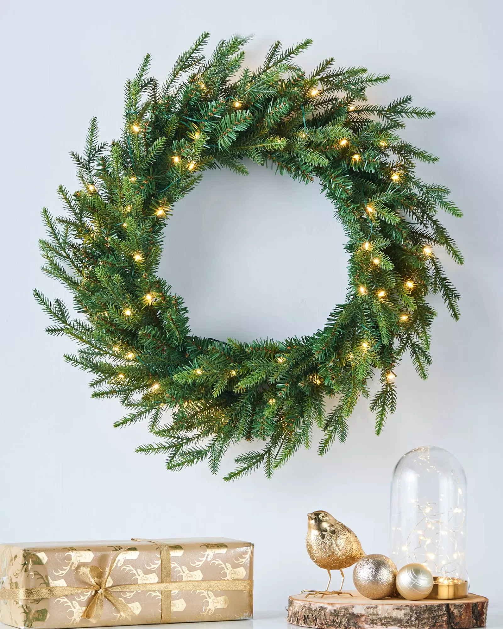 WeRChristmas Decorated Wreaths | Pre Lit Wreaths^Pre-Lit Multi-Function Douglas Fir Wreath, 60 Cm