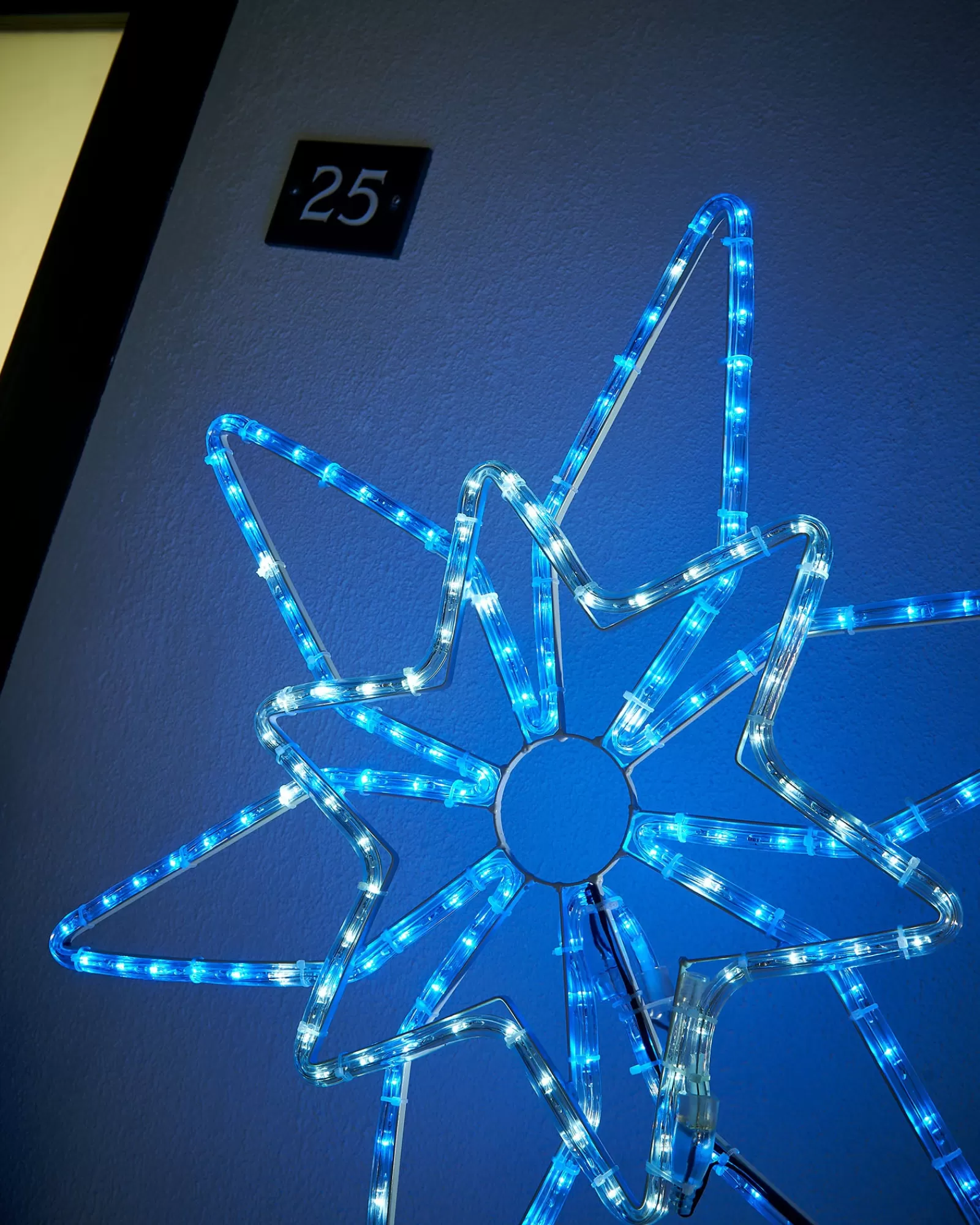 WeRChristmas Festive Star, Snowflake & Sign Lights^Pre-Lit Northern Star Rope Light Silhouette, Blue/White, 64 Cm