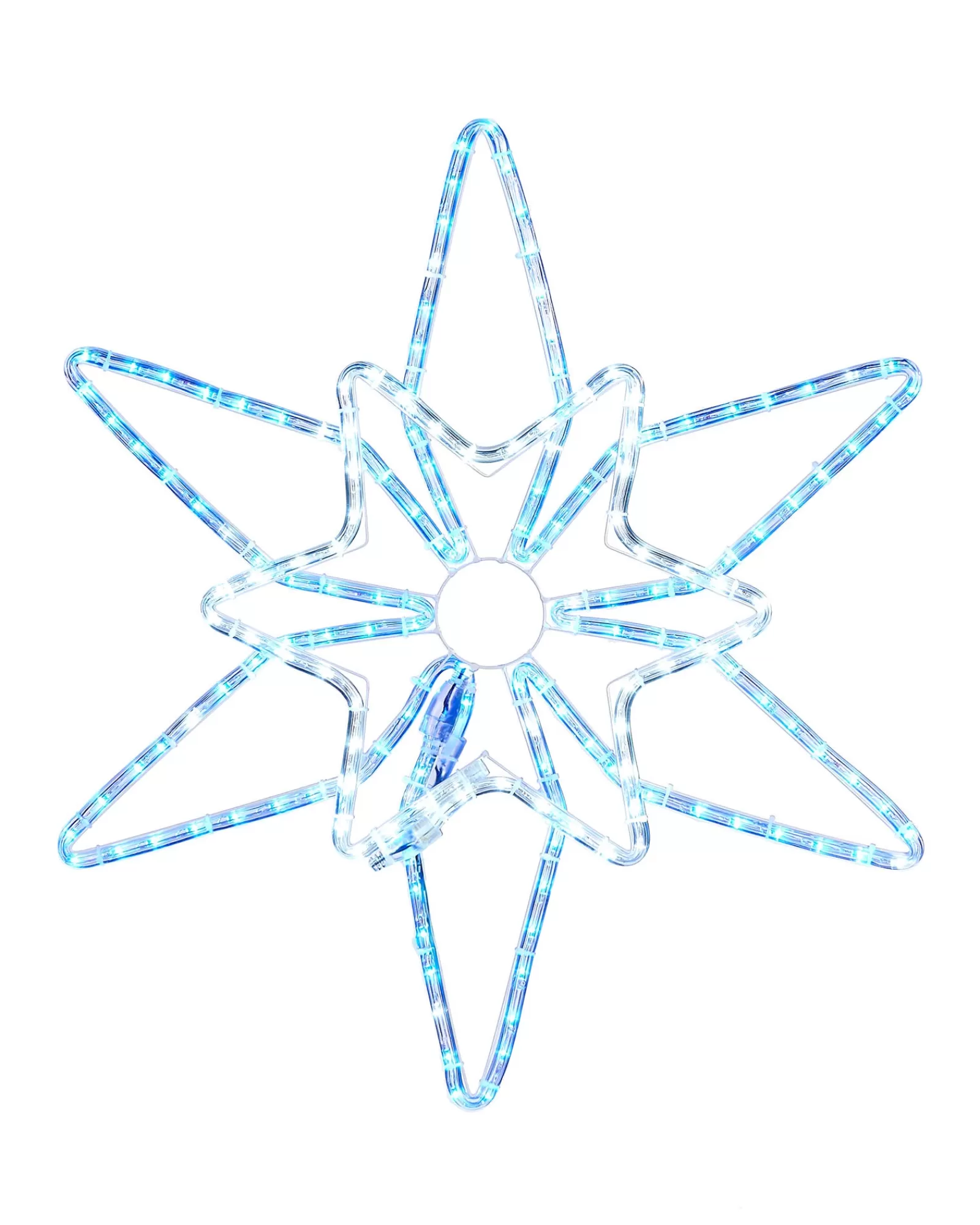 WeRChristmas Festive Star, Snowflake & Sign Lights^Pre-Lit Northern Star Rope Light Silhouette, Blue/White, 64 Cm