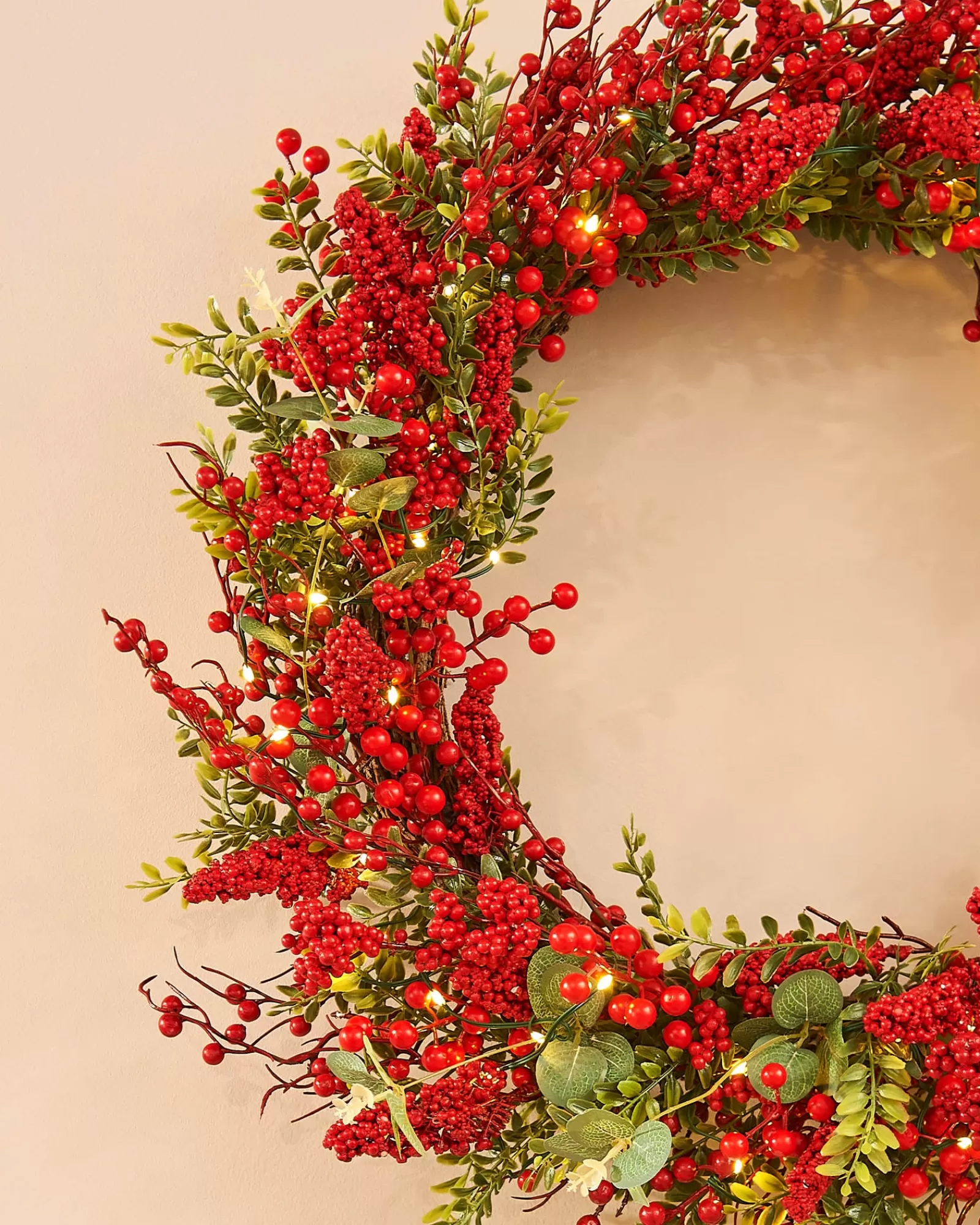 WeRChristmas Decorated Wreaths | Pre Lit Wreaths^Pre-Lit Red Berry Wreath, 76 Cm