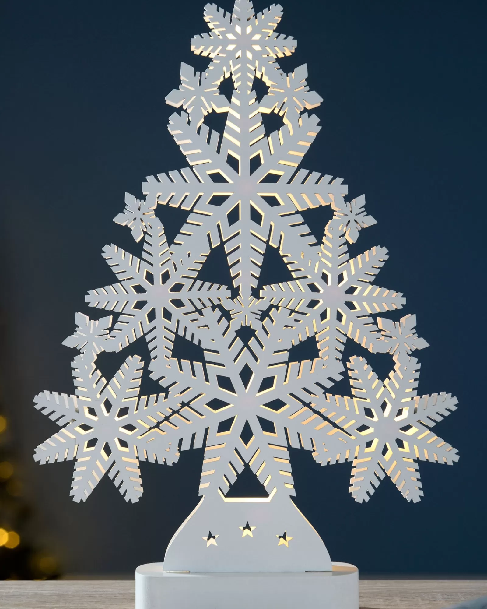 WeRChristmas Table Decorations^Pre-Lit Snowflake Tree Table Christmas Decoration, 39.5 Cm