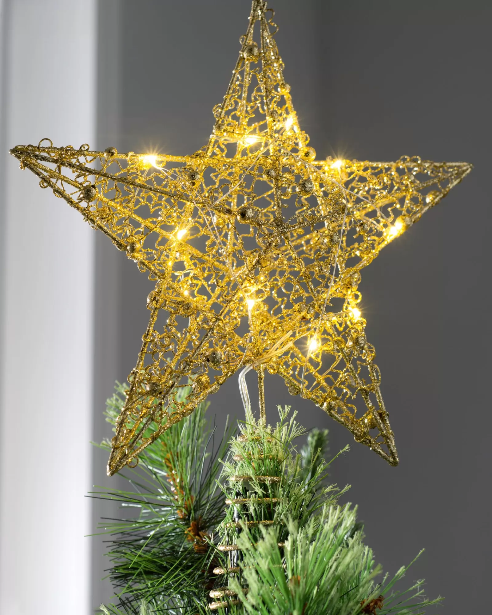 WeRChristmas Tree Toppers^Pre-Lit Star Christmas Tree Topper, Gold, 31 Cm