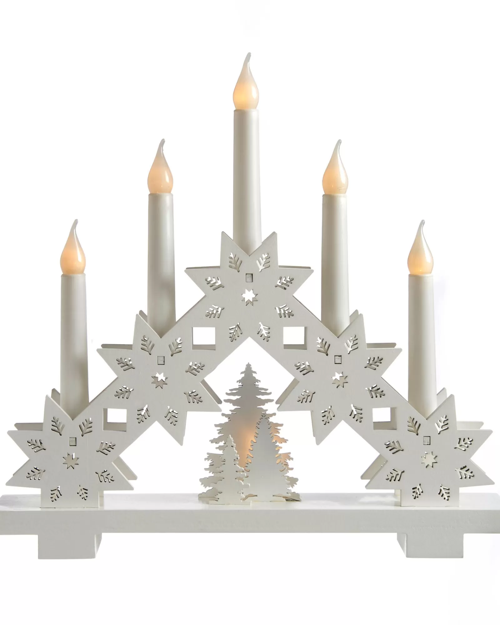 WeRChristmas Table Decorations^Pre-Lit Wooden Candle Bridge, 33 Cm