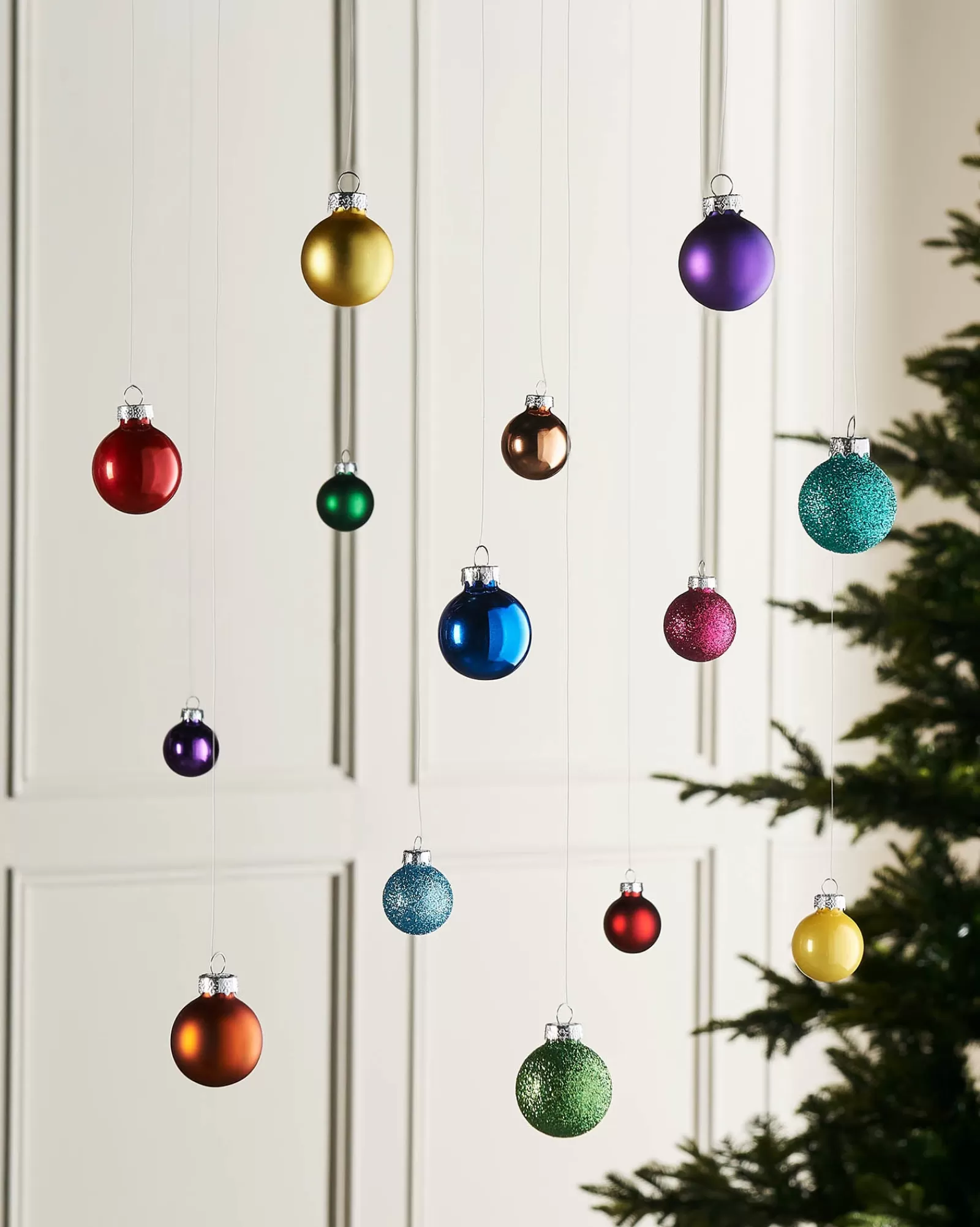 WeRChristmas Glass Baubles^Rainbow Glass Baubles, 24 Pack, 3 Cm