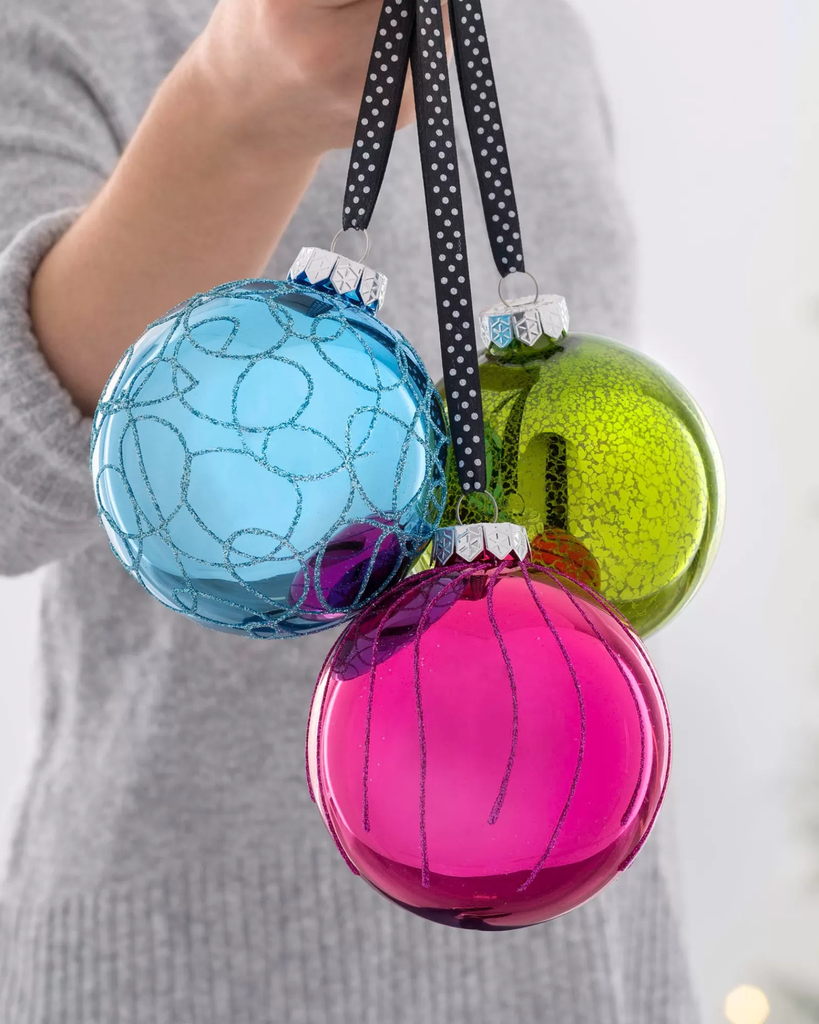 WeRChristmas Glass Baubles^Rainbow Glass Baubles, 3 Pack, 11 Cm